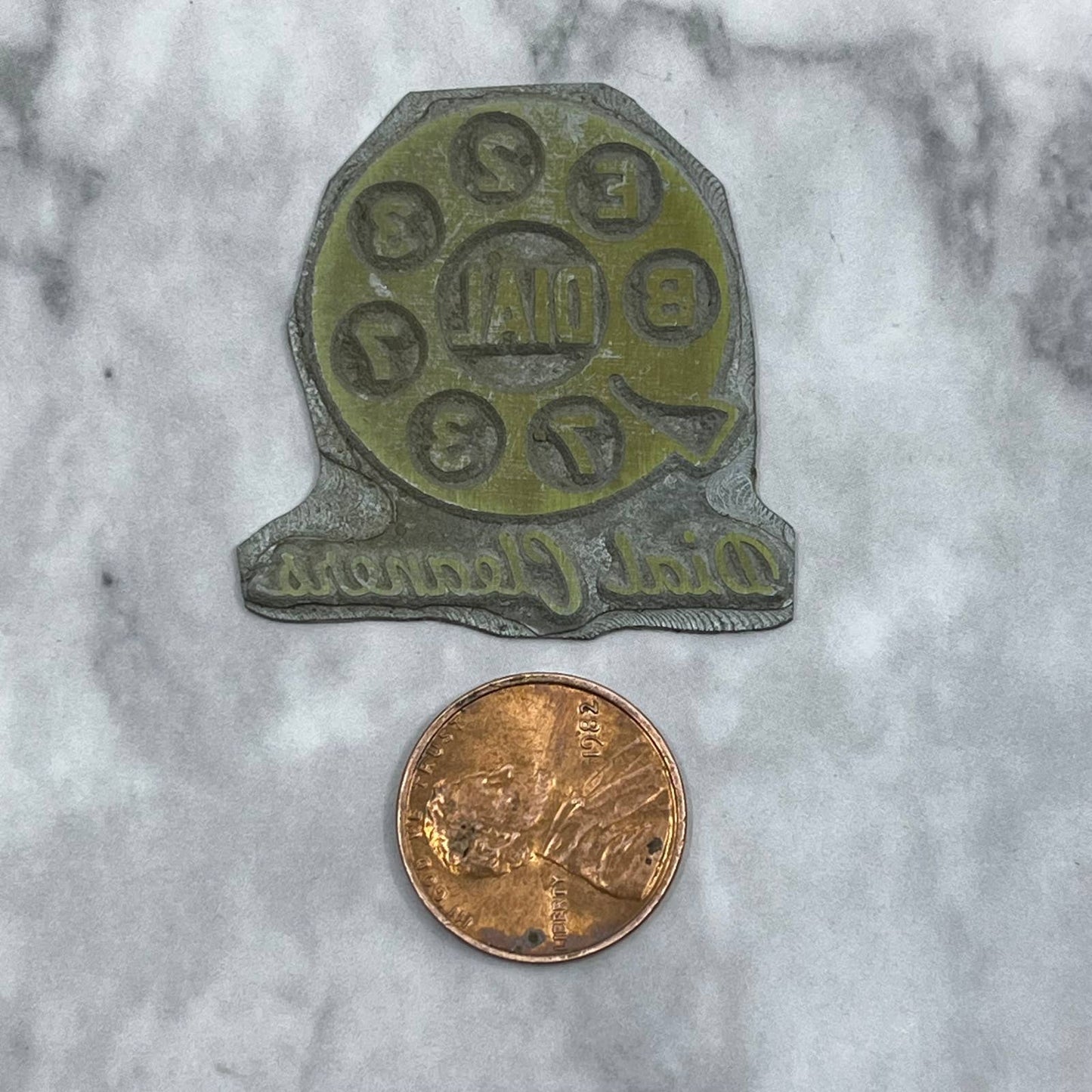 Vintage Printing Letterpress Printers Block Plate Rotary DIAL CLEANERS TJ513