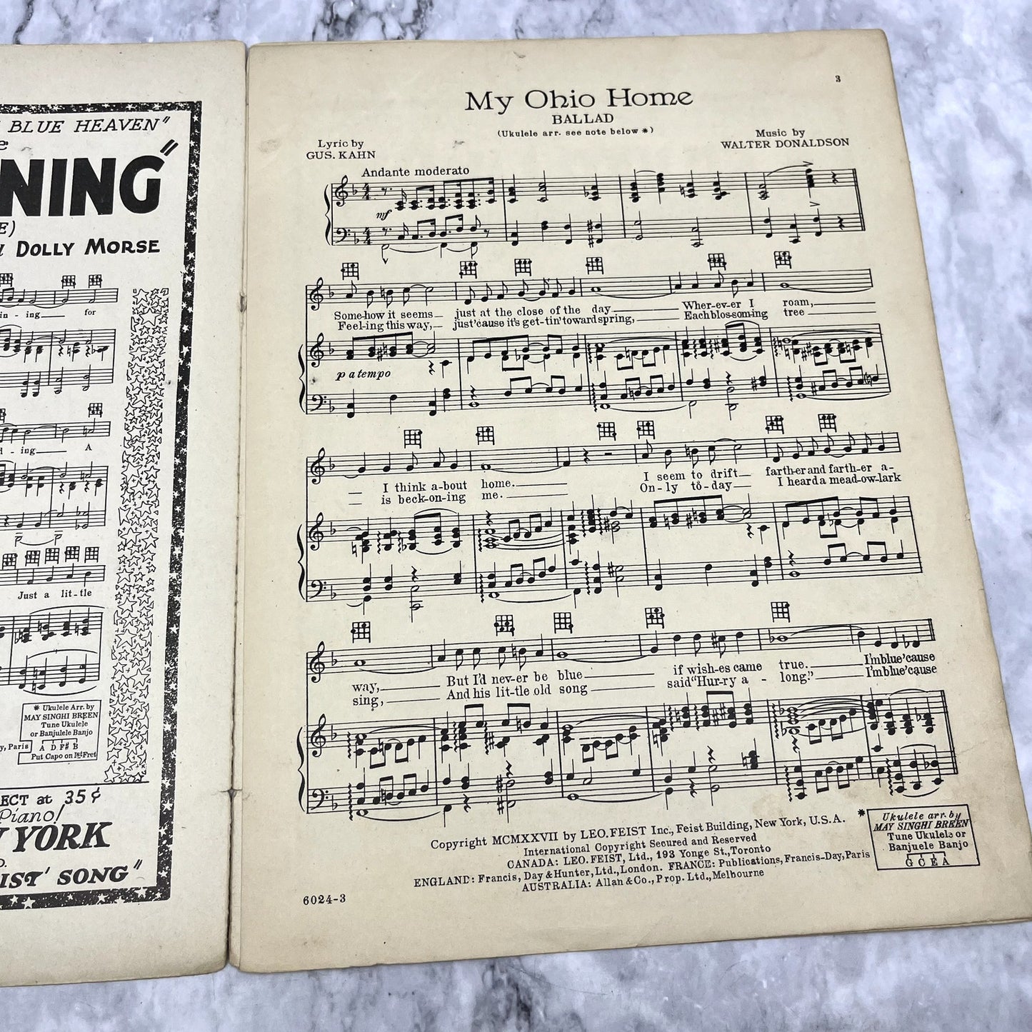 My Ohio Home Gus Kahn Walter Donaldson 1927 Sheet Music V42-1