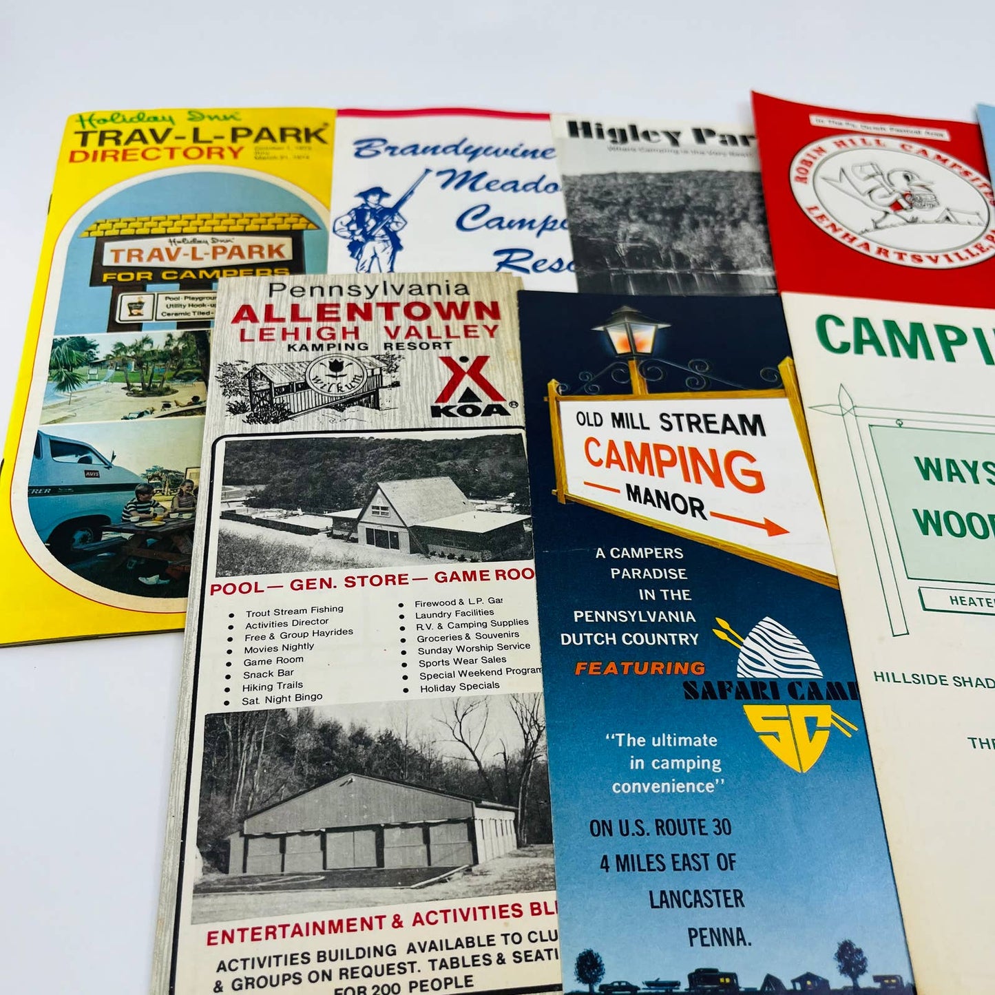 1970s Lot of 8 Pennsylvania Tourist Camping Brochures Flyers SC1