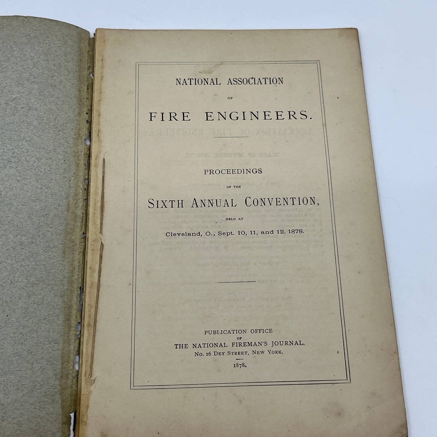 1878 National Association of Fire Engineers 6th Annual Convention Book TG6