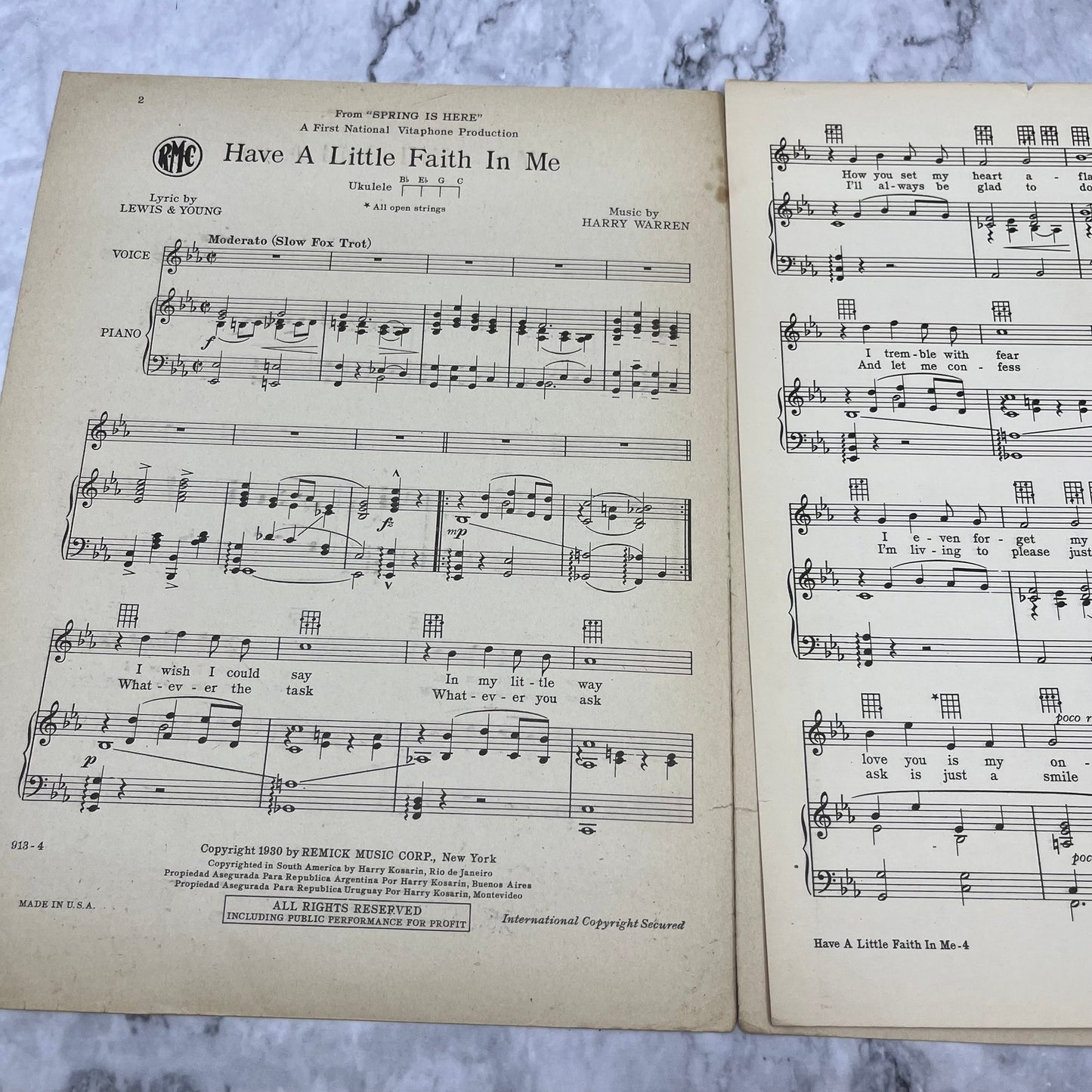 Have a Little Faith in Me Spring is Here Lawrence Gray 1930 Sheet Music V42-4