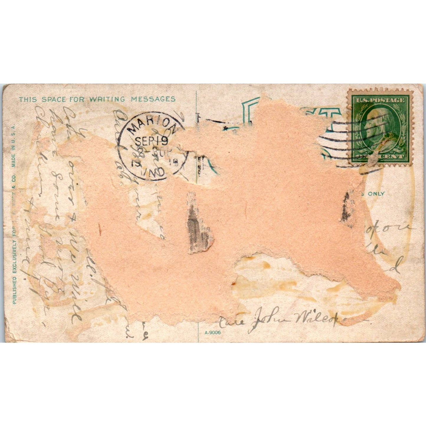 1910s Postcard Matter Park Marion Indiana Horses & Buggies SF2