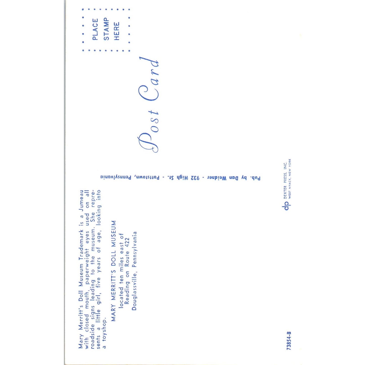 Jumeau Closed Mouth Doll Mary Merritt's Doll Museum Original Postcard PB9