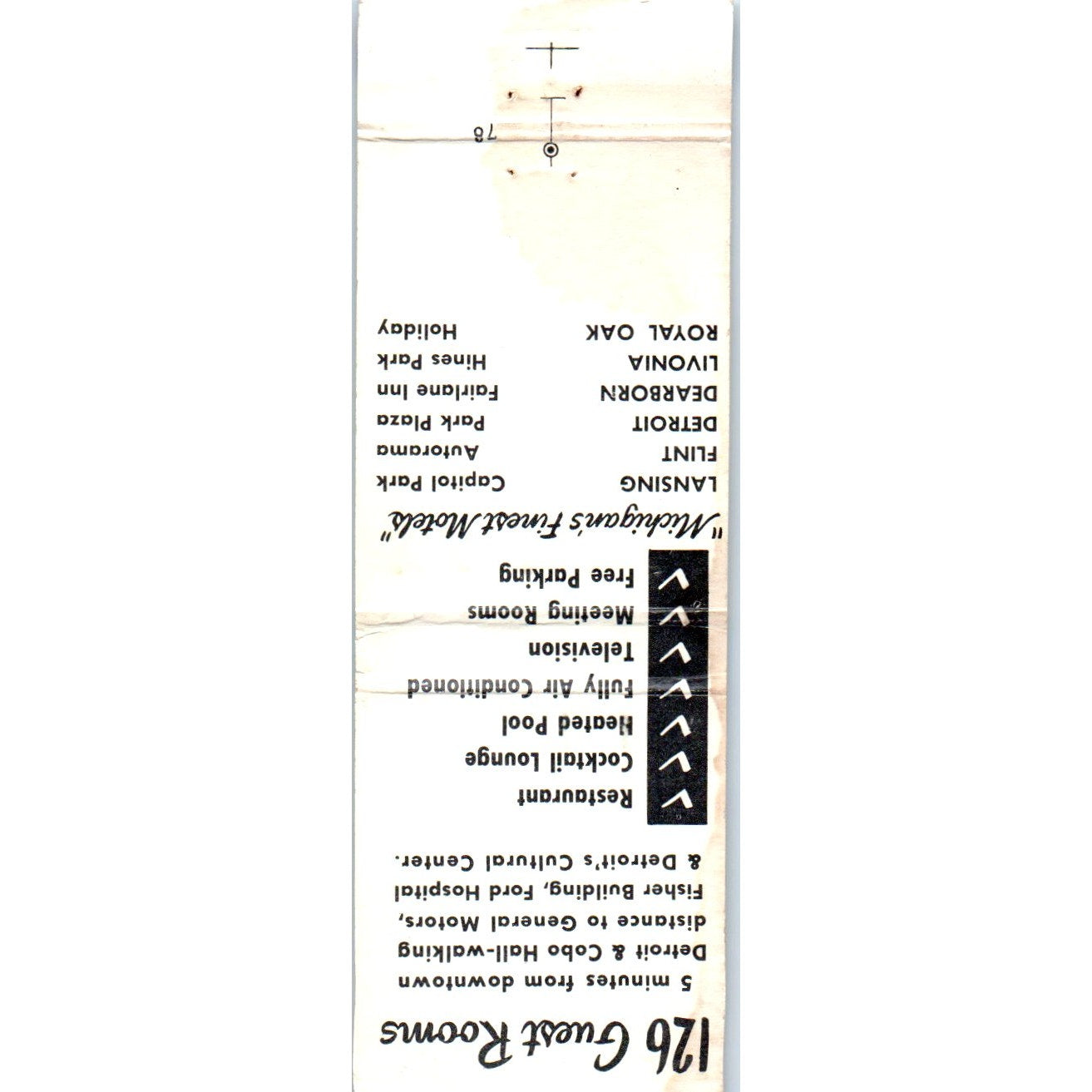 Harlan House Motel Detroit MI Advertising Matchbook Cover MM9-8