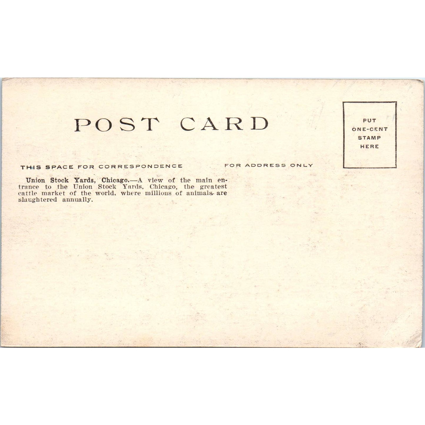 Union Stock Yards Chicago Entrance c1910 Original Postcard TK1-27