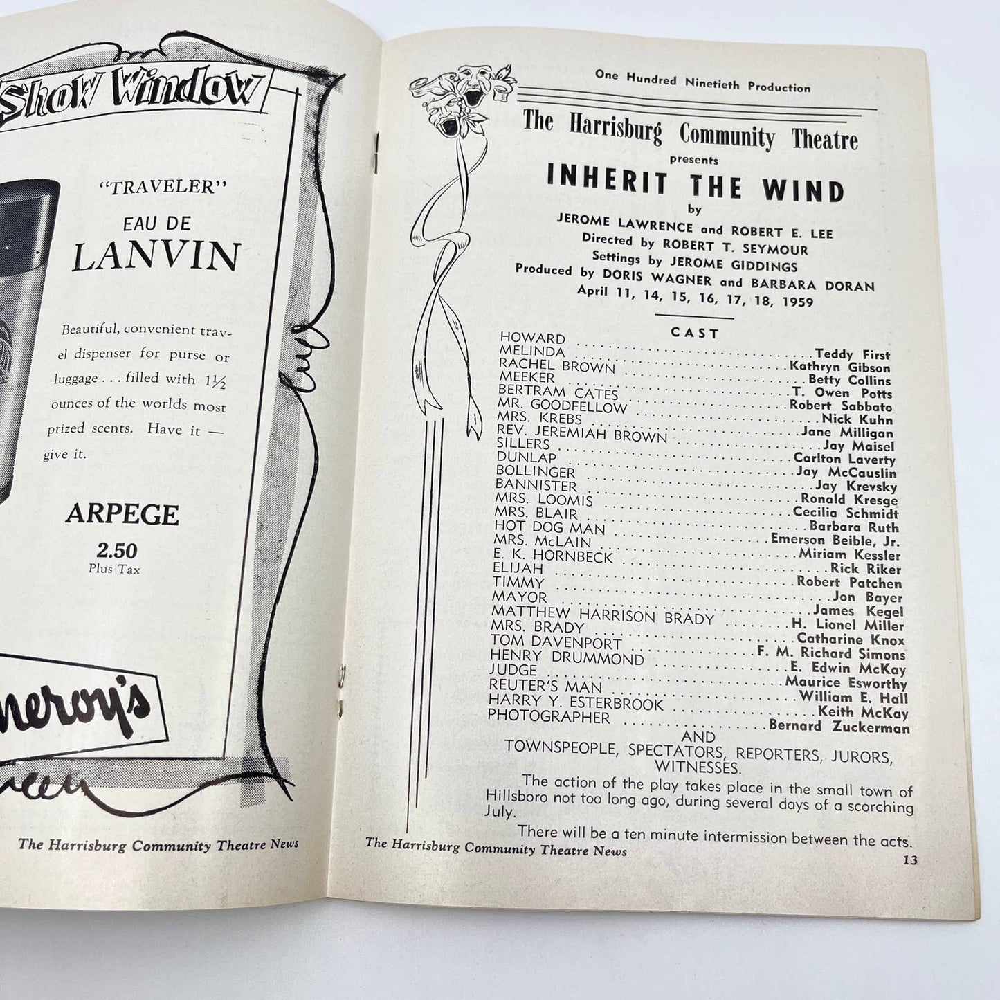 1959 Harrisburg Community Theatre Playbill Inherit the Wind AB3