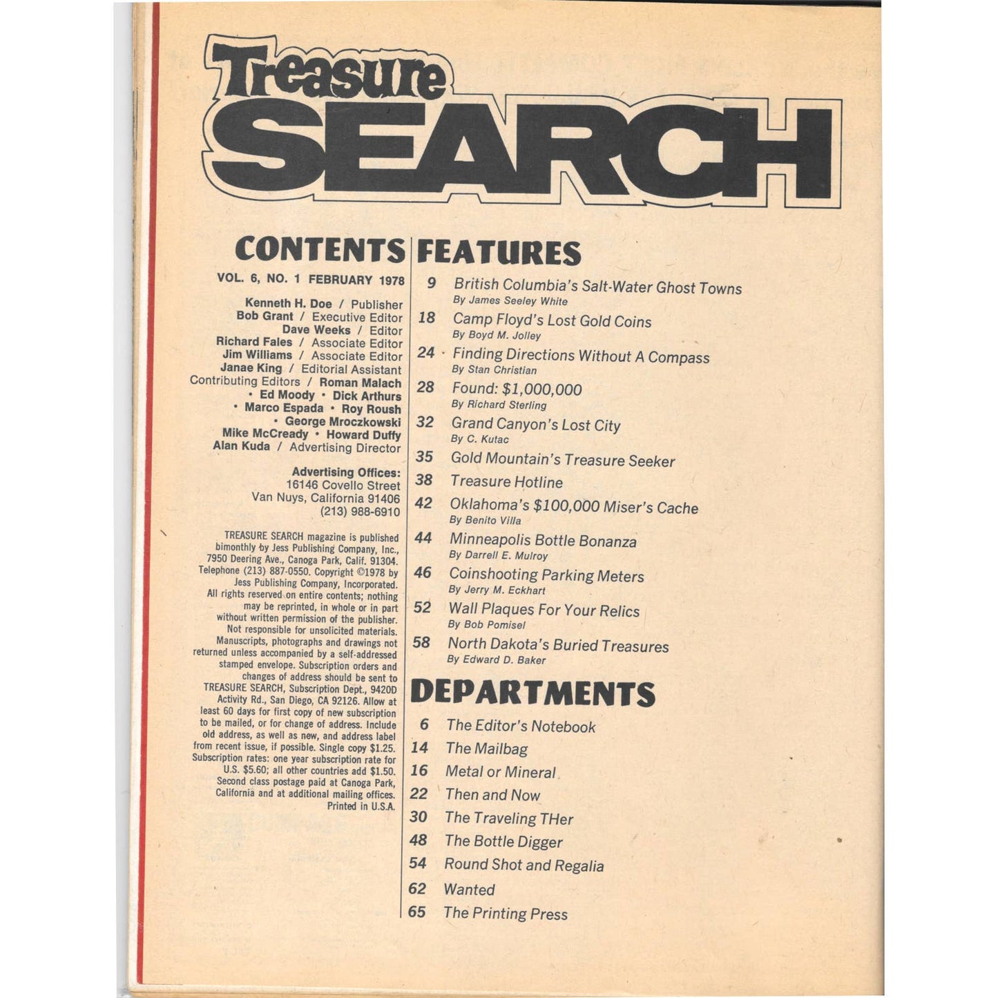 Treasure Search Magazine - Treasure Hunting Mining Metal Detecting Feb 1978 M4