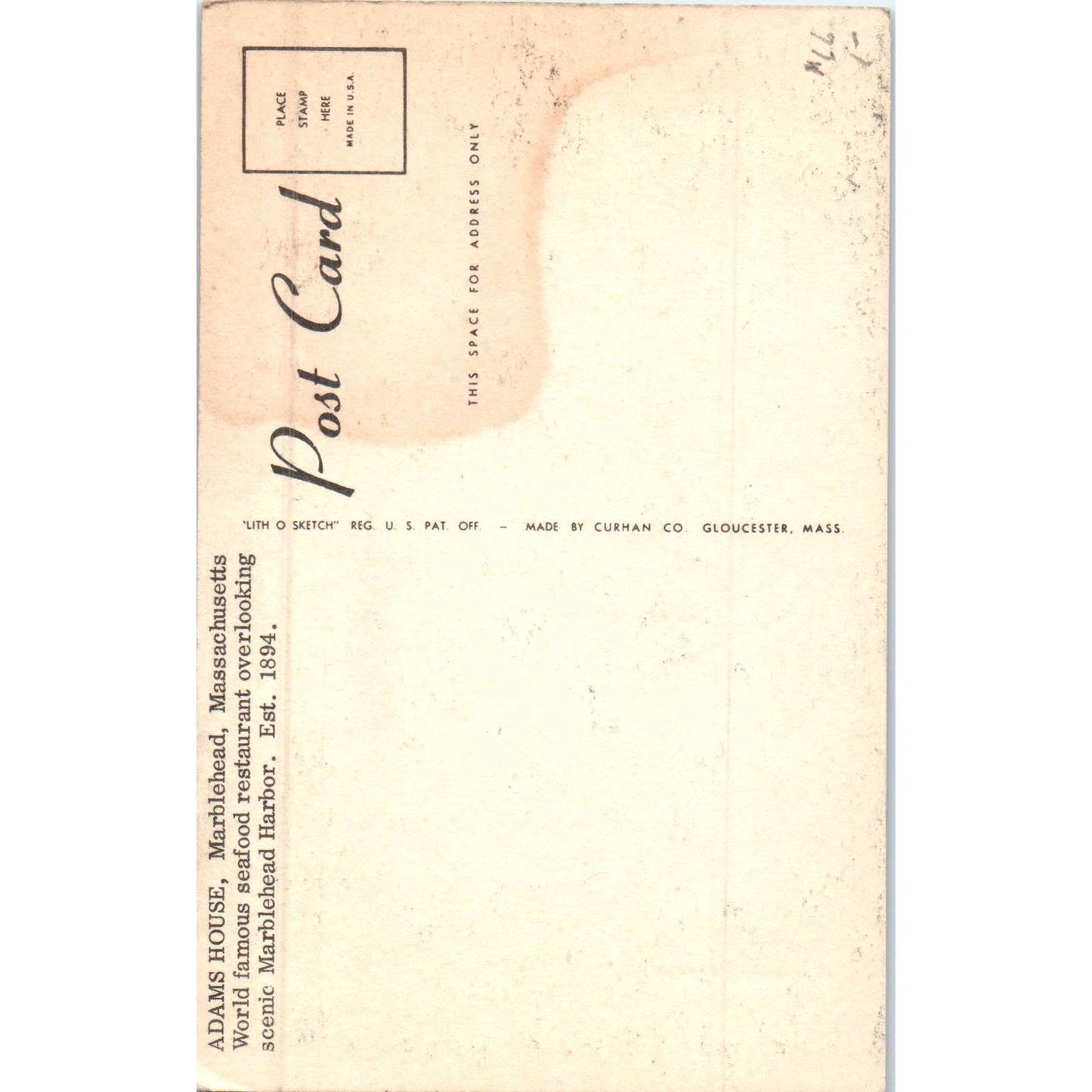 Adams House Marblehead Mass Original Postcard TK1-P19