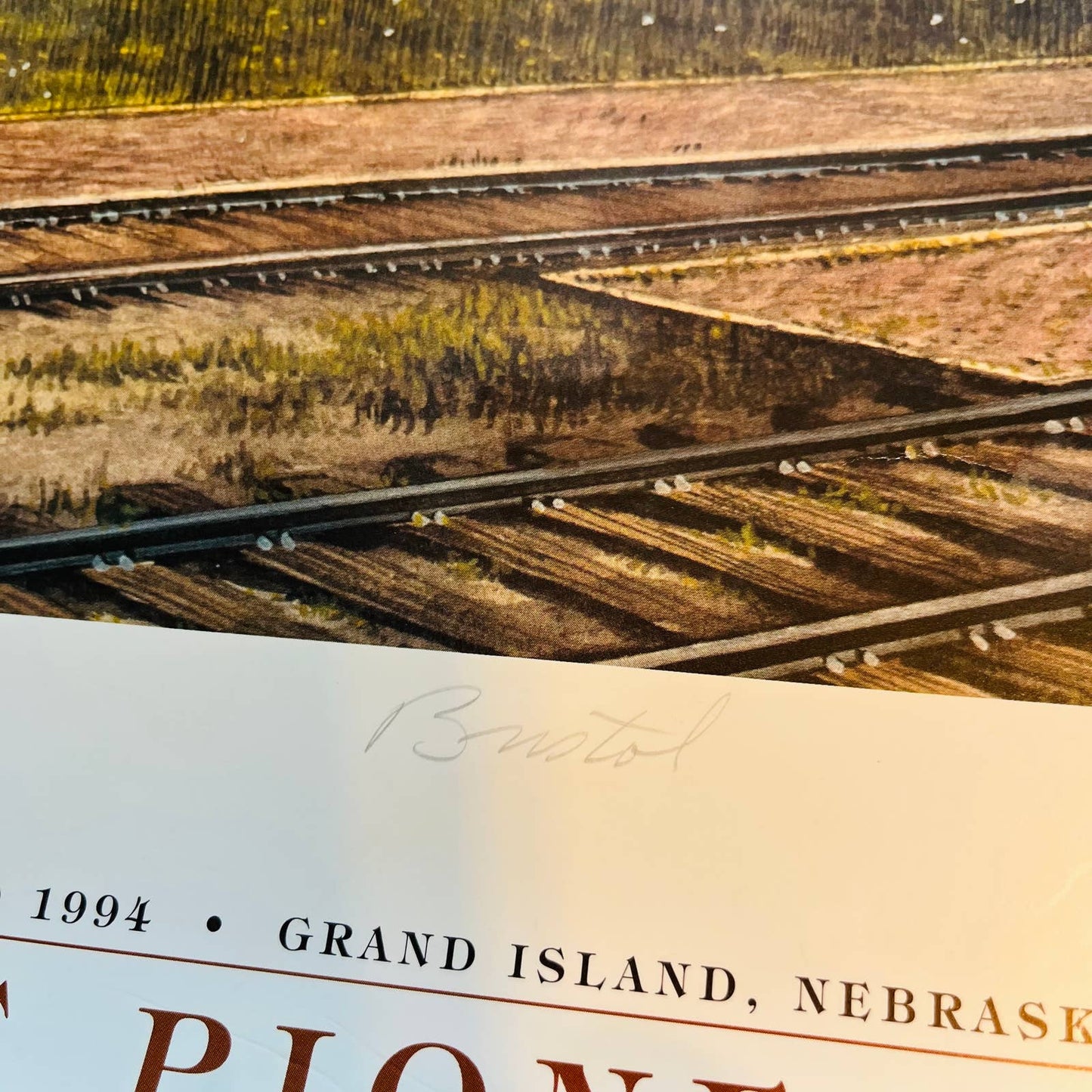 MJ Bristol Signed Print EARLY MORNING IN RAILROAD TOWN GRAND ISLAND NE 25x20 SL1