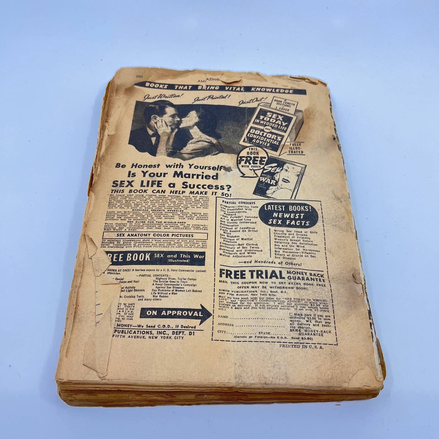 1943 WWII Amazing Stories Pulp Science Fiction April That Worlds May Live TA3