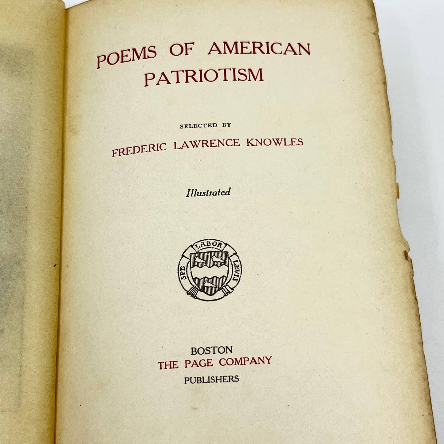 1918 Poems of American Patriotism, 1776-1898 Frederic Lawrence Knowles TF2