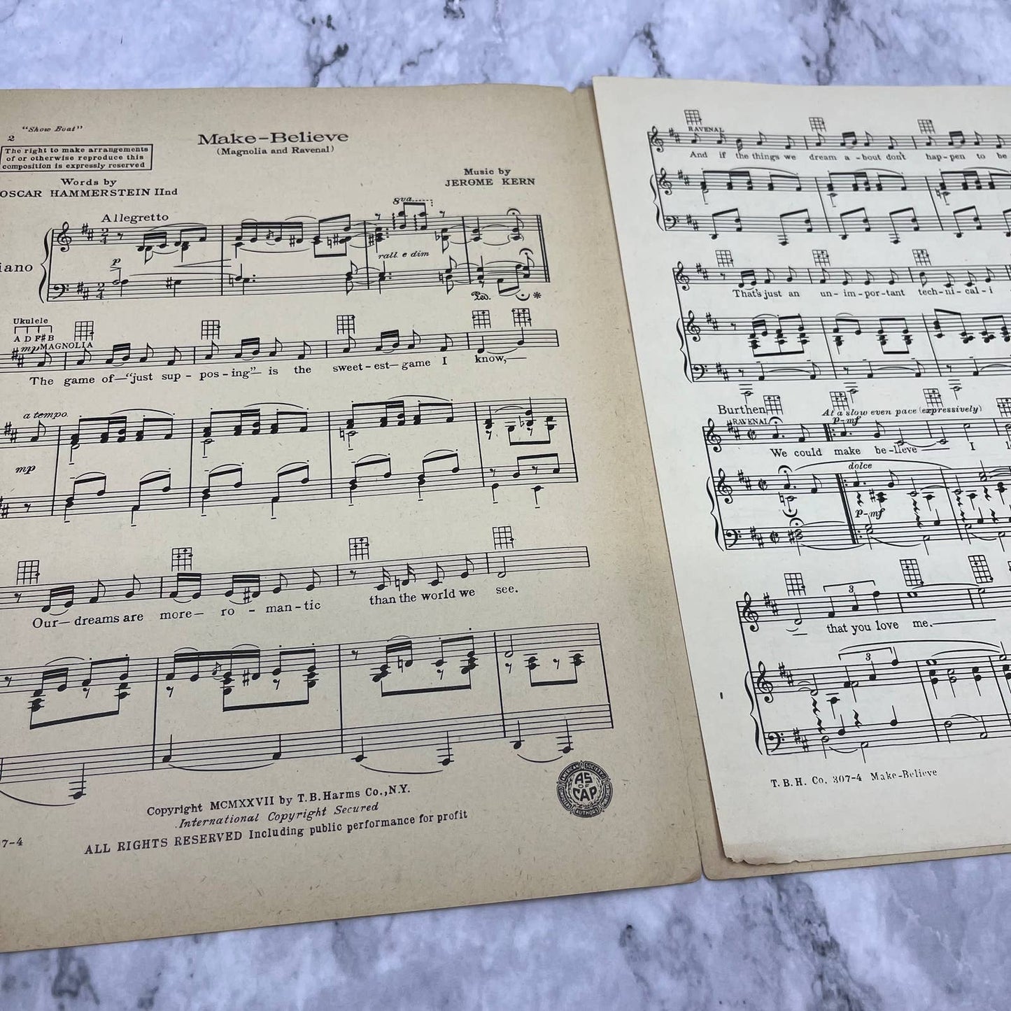 1928 Florenz Ziegfield Presents 'Show Boat' Sheet Music Oscar Hammerstein TJ4