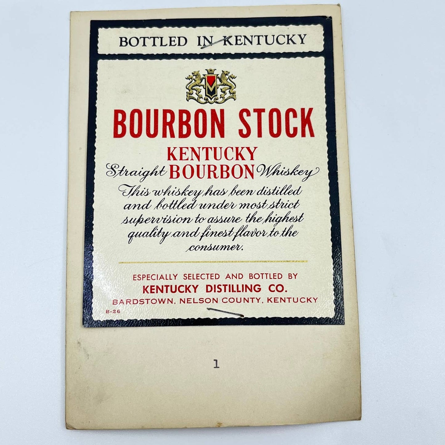 Bourbon Stock Bourbon Whiskey Label Kentucky Distilling Co Bardstown KY