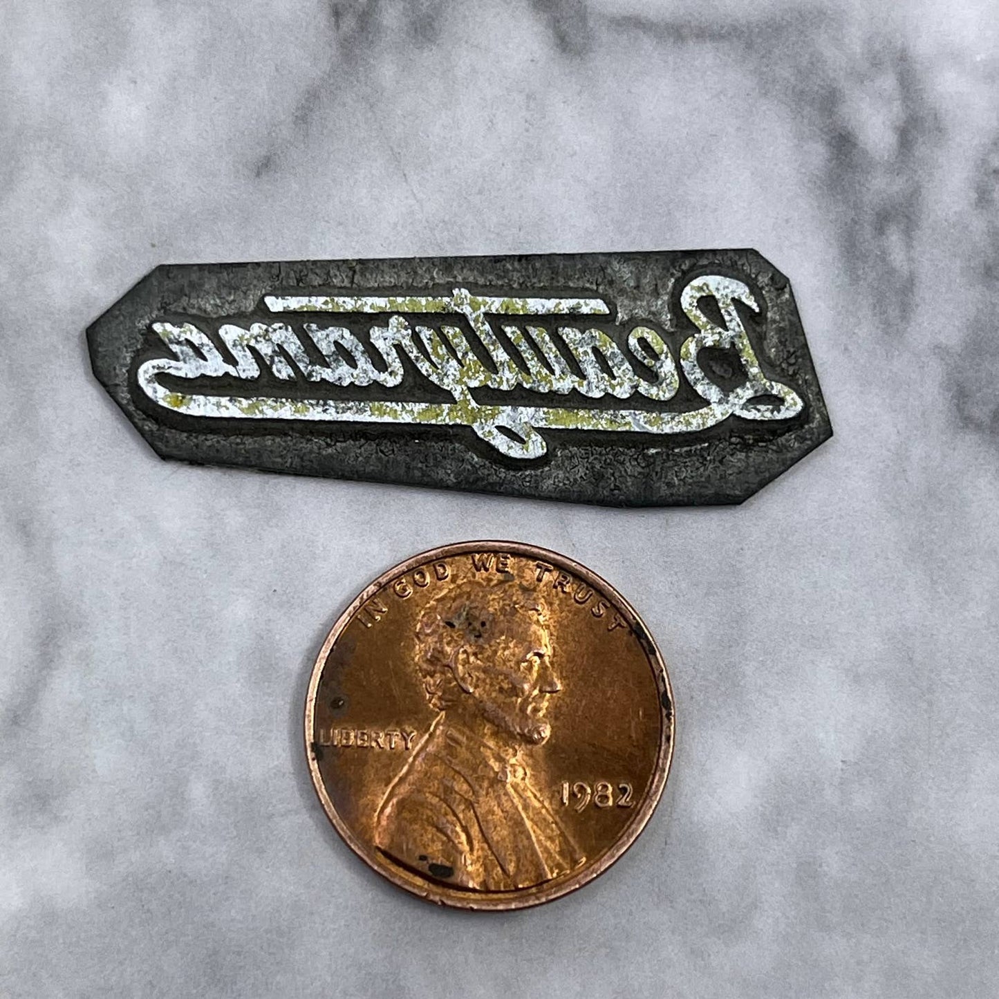 Vintage Printing Letterpress Printers Block Plate Beautyrama SE822