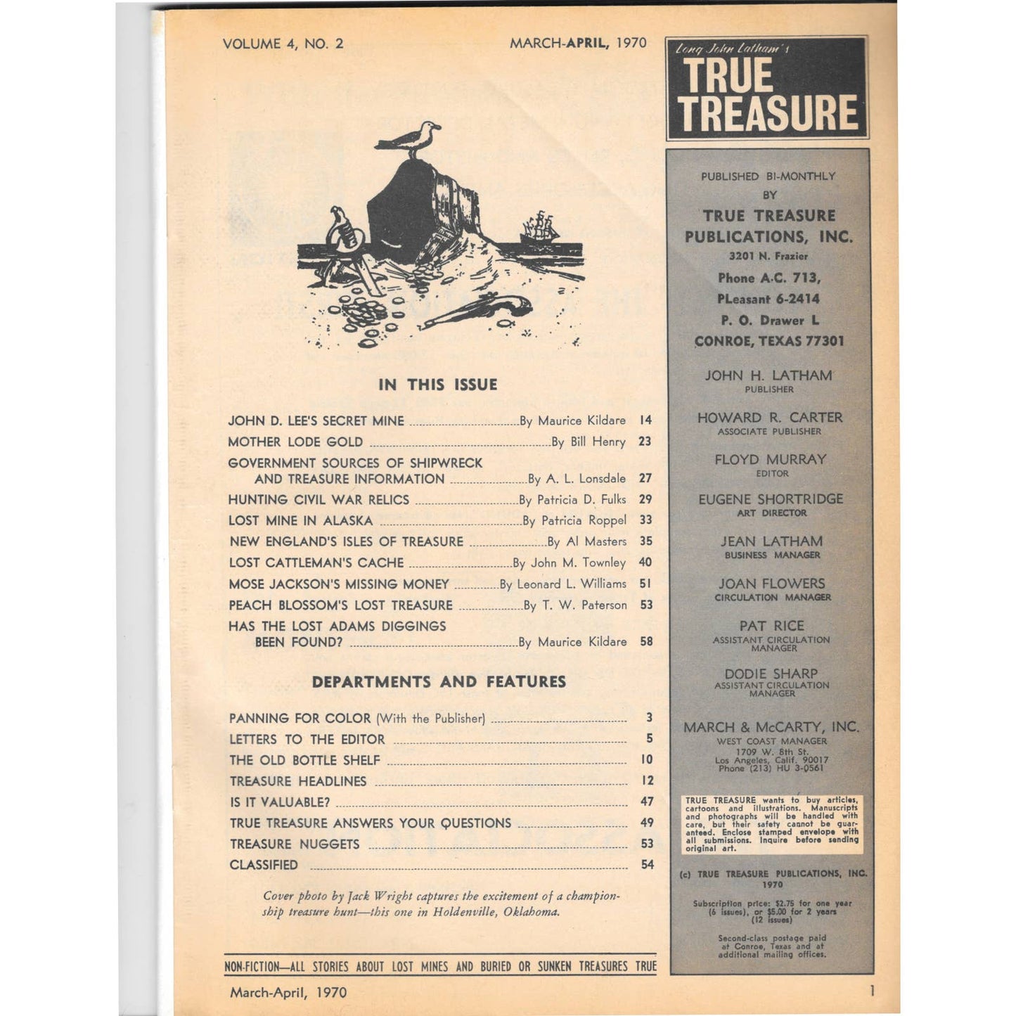 Long John Lathams Lost Treasure Magazine Lost Mines, Buried, Sunken Apr 1970 MB1
