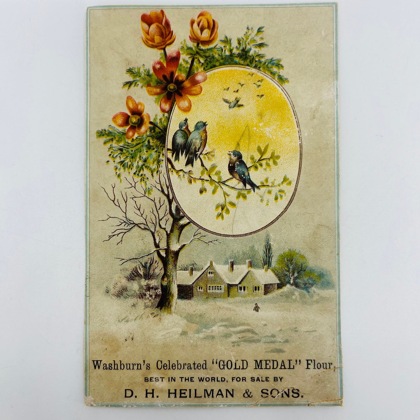 1880s Victorian Trade Card DH Heilman & Sons Washburn’s Gold Medal Flour SAH9-H7