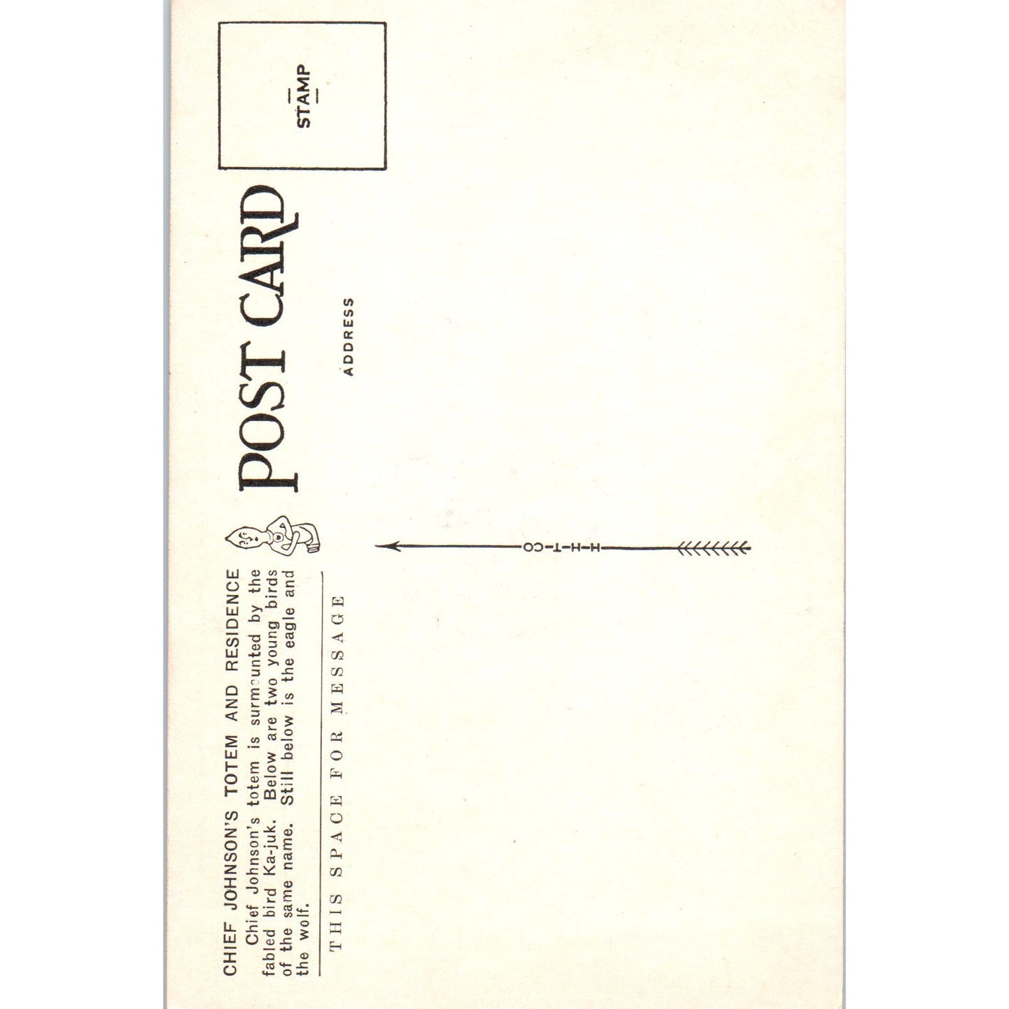 Ka-Juk Chief Johnson's Totem and Residence Alaska Original Postcard P2-6