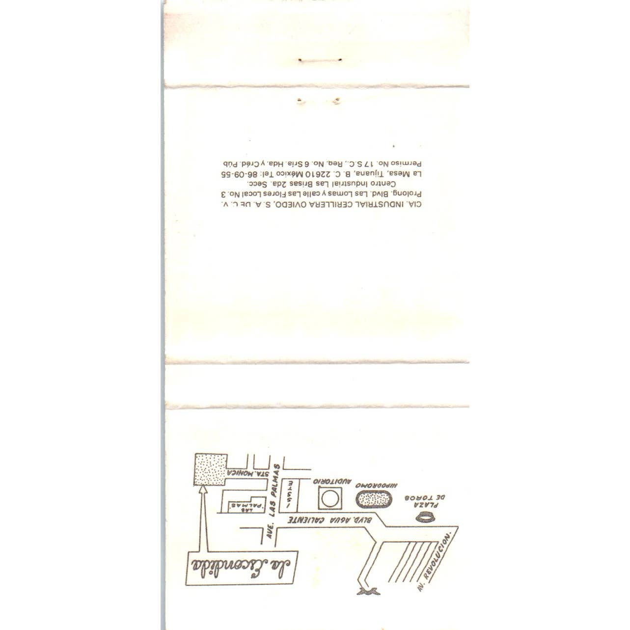Restaurant La Escondida Santa Monica CA Advertising Matchbook Cover SA1-M11