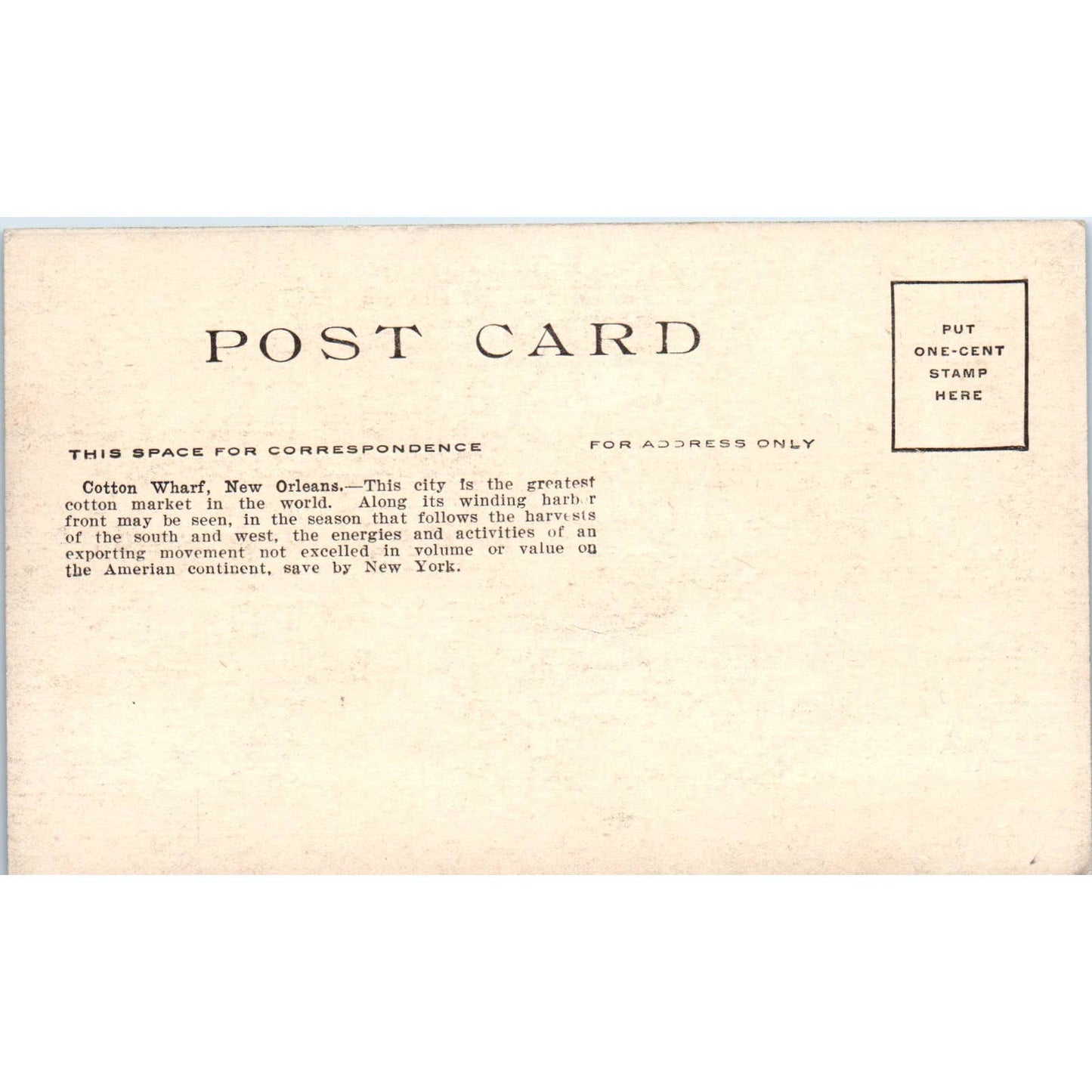 Cotton Wharf New Orleans Louisiana c1910 Original Postcard TK1-27