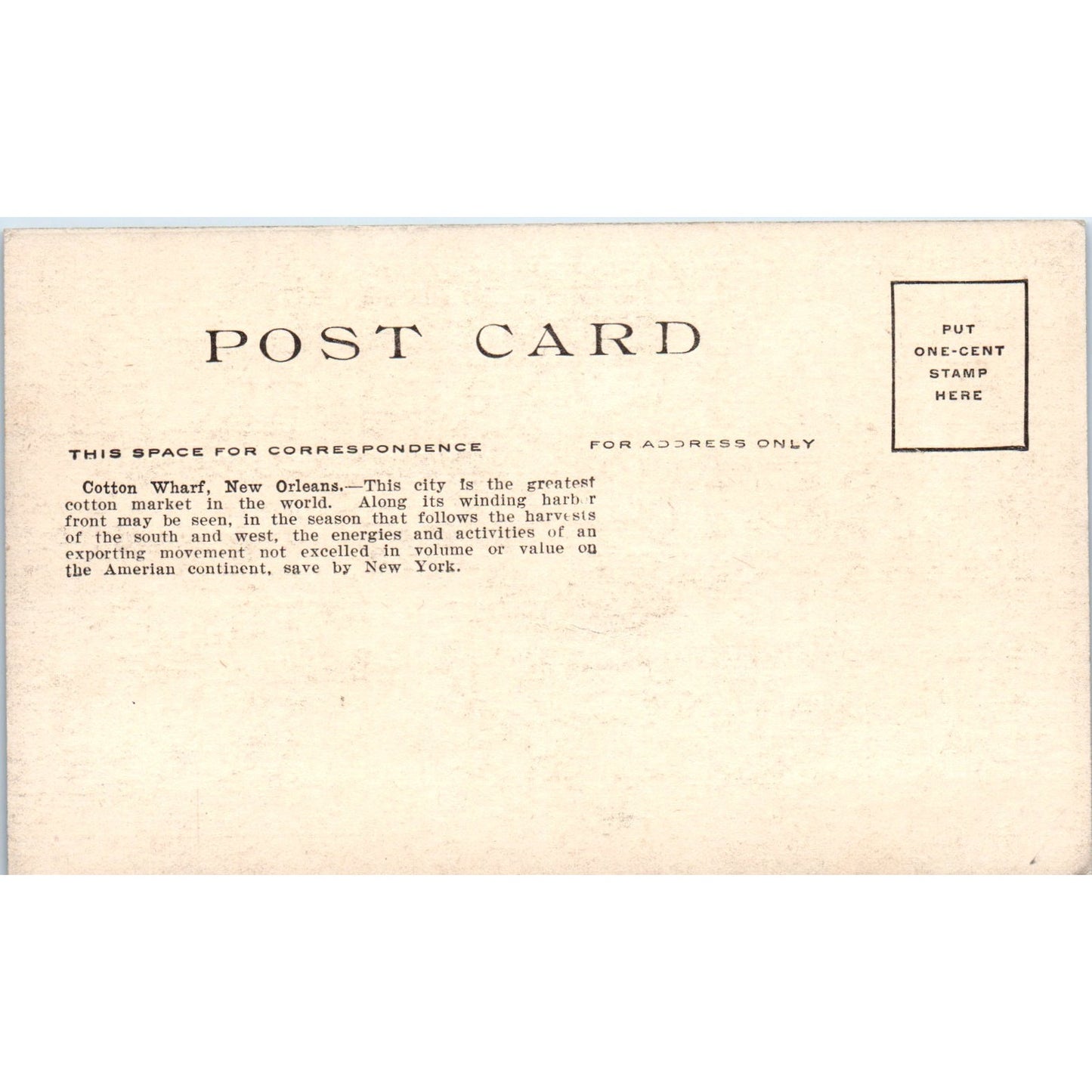Cotton Wharf New Orleans Louisiana c1910 Original Postcard P1-12