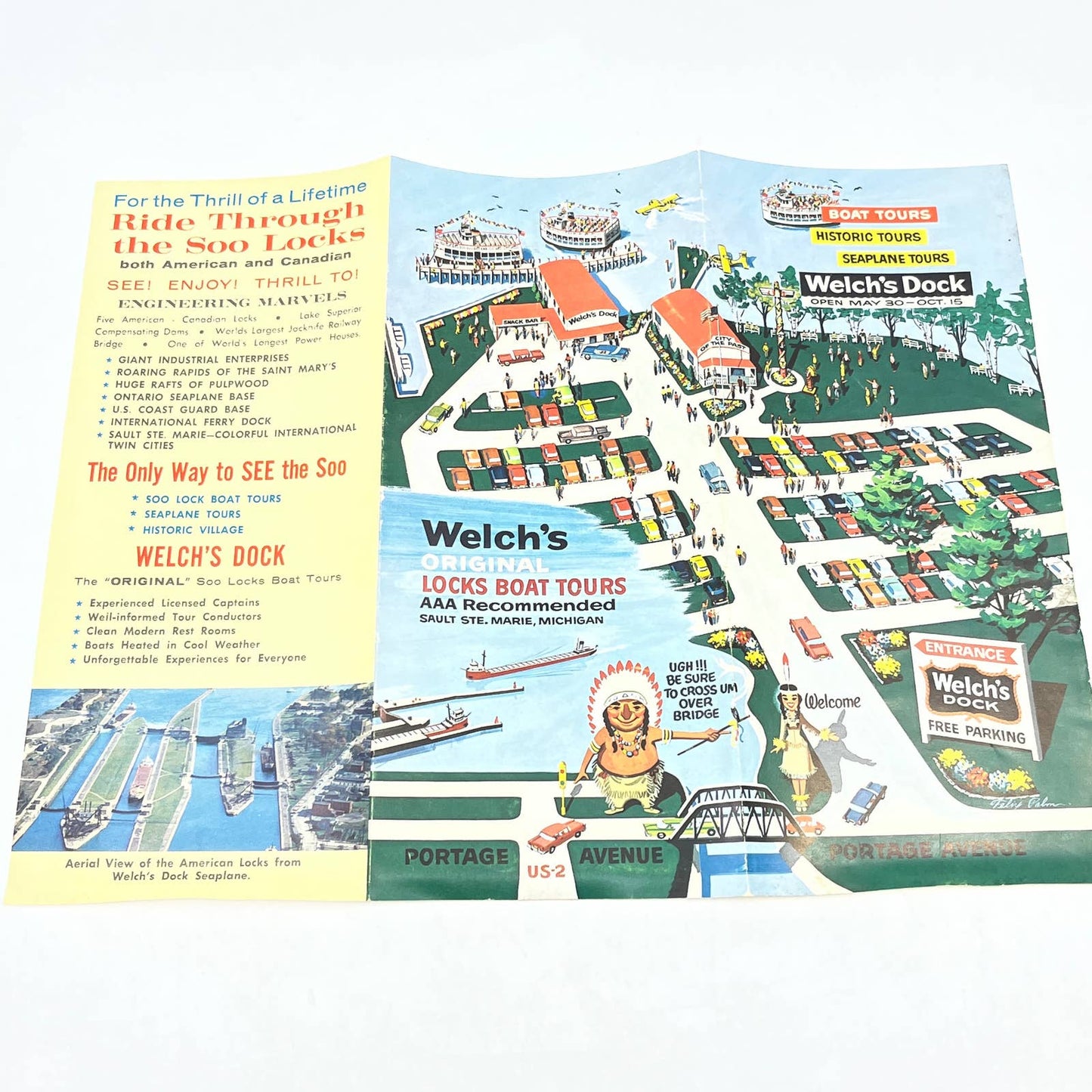 1960s Sault Ste Marie Michigan MI Welch's Lock Boat Tour Brochure Travel AC1-3