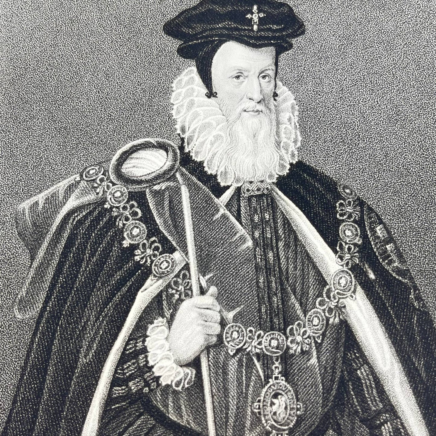 1823 Engraving Art Print William Cecil Lord Burghley 1598 Marquis of Exeter AB3