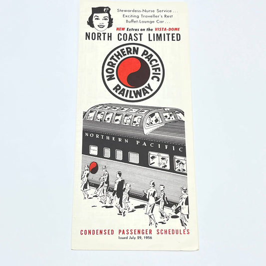 1956 Northern Pacific Railroad Railway North Coast Limited Timetable AC1