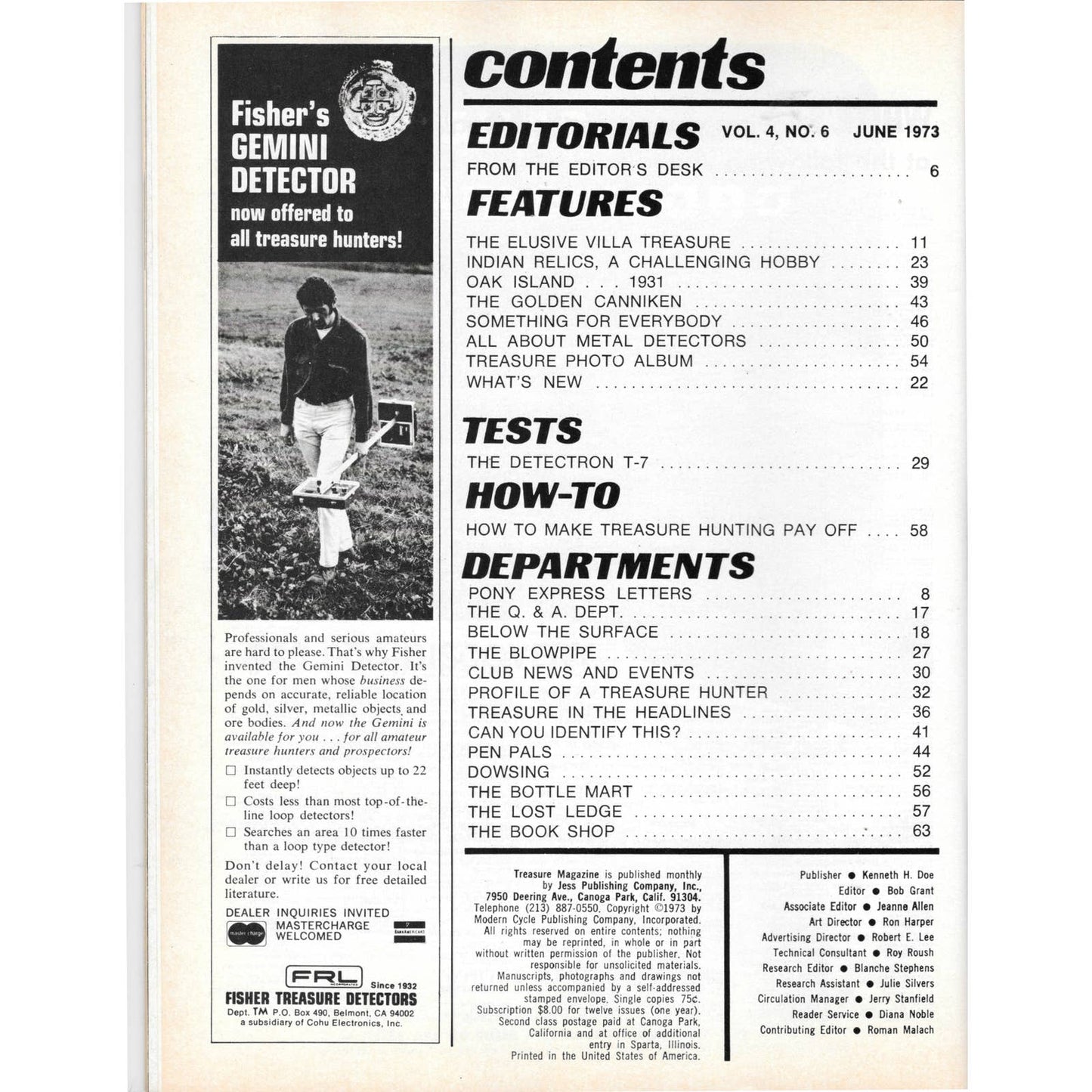 Treasure Magazine - Treasure Hunting Gold Mining Metal Detecting June 1973 M4