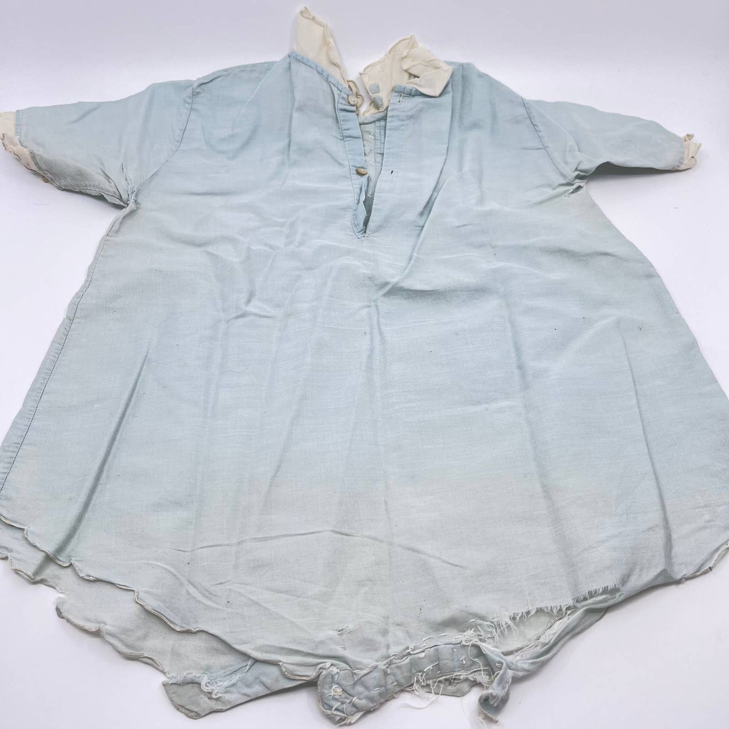 Antique Victorian Handmade Blue Gown Dress for Baby Boy or Girl TE3