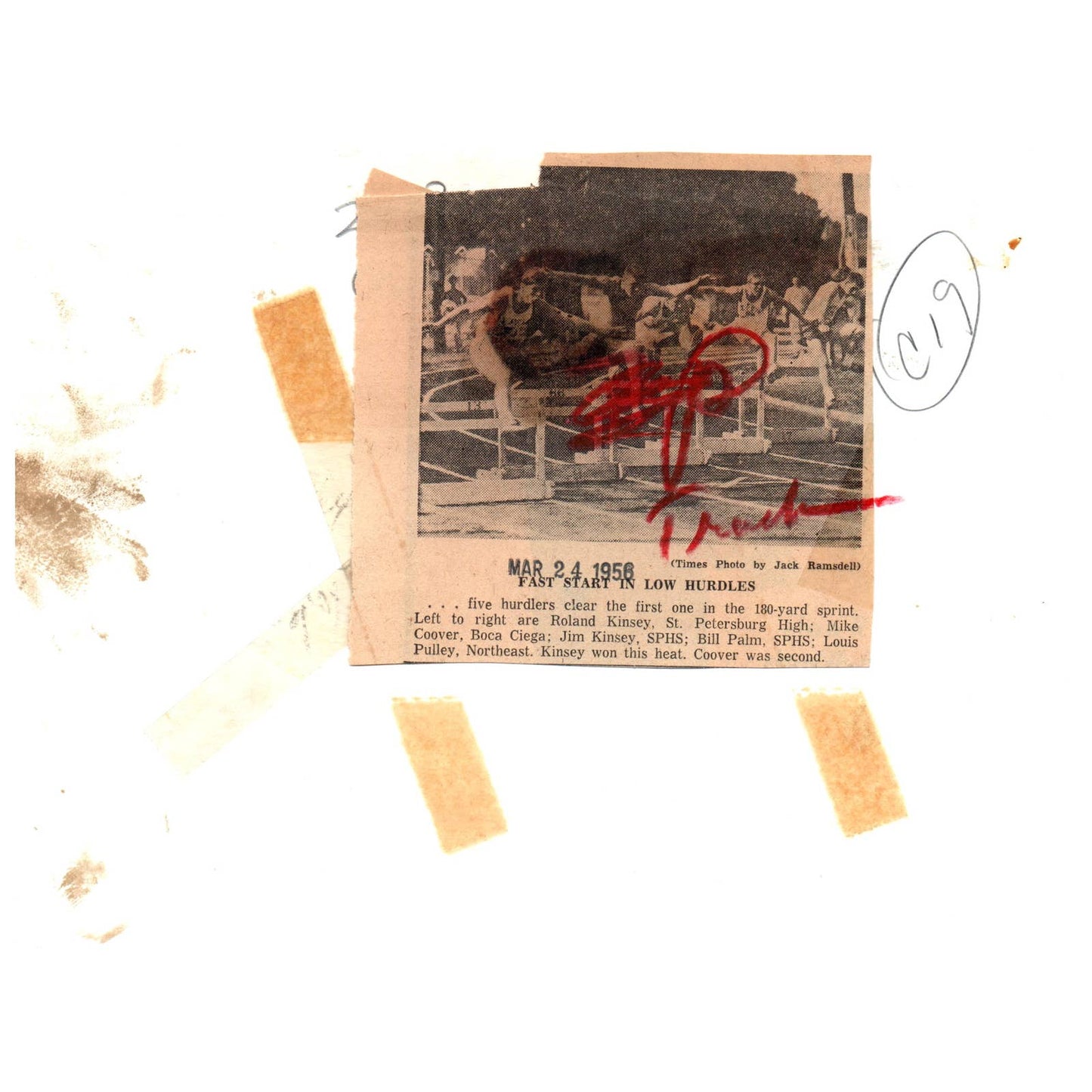 1956 Press Photo Track and Field Hurdles St Petersburg Jim Kinsey ~6x8" AD2