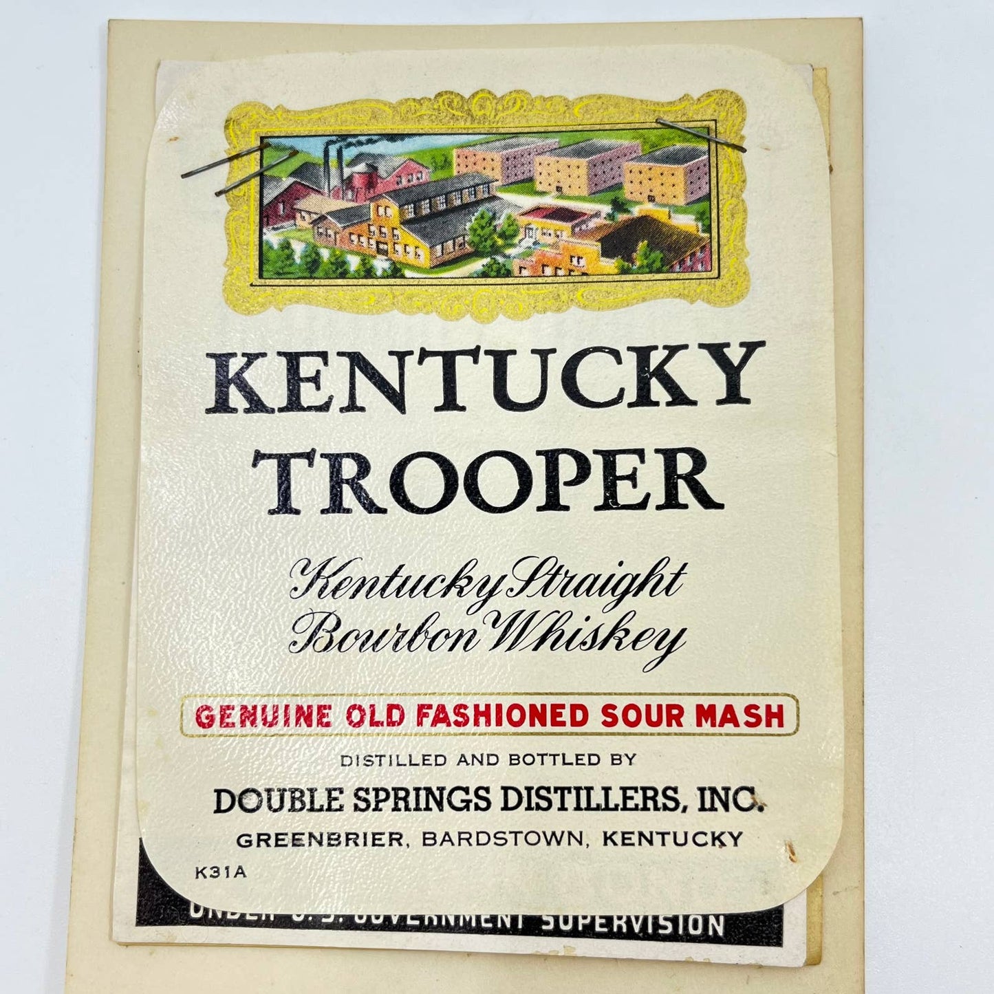 Kentucky Trooper Bourbon Whiskey Label Set of 4 Double Springs Greenbrier KY