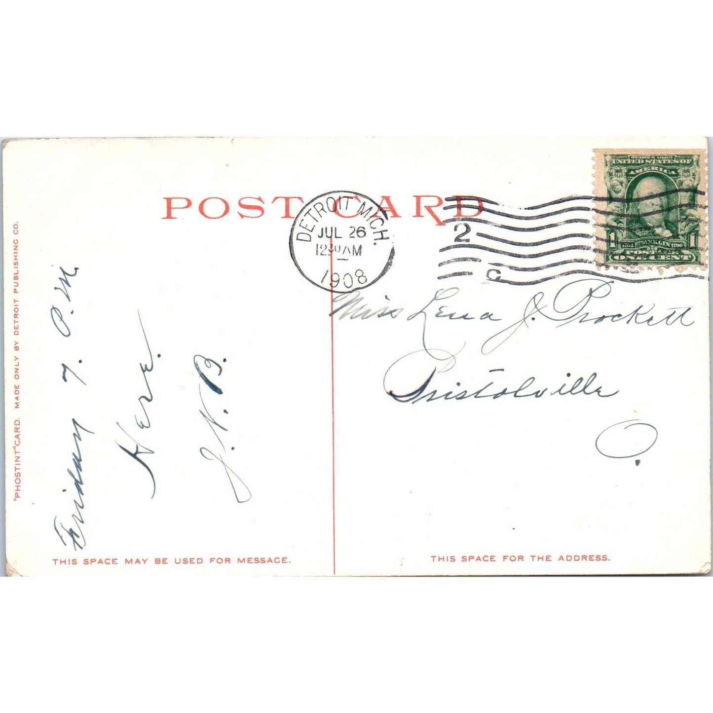 Fort & Harbor Mackinac Island Michigan 1908 - Original Postcard TJ9-P1