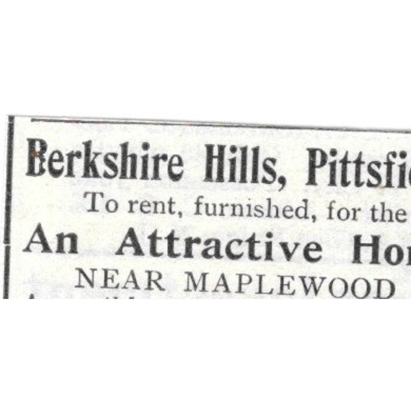 Berkshire Hills Pittsfield MA E.O. Williams Frank Russell & Co - 1903 Ad AK5-S35