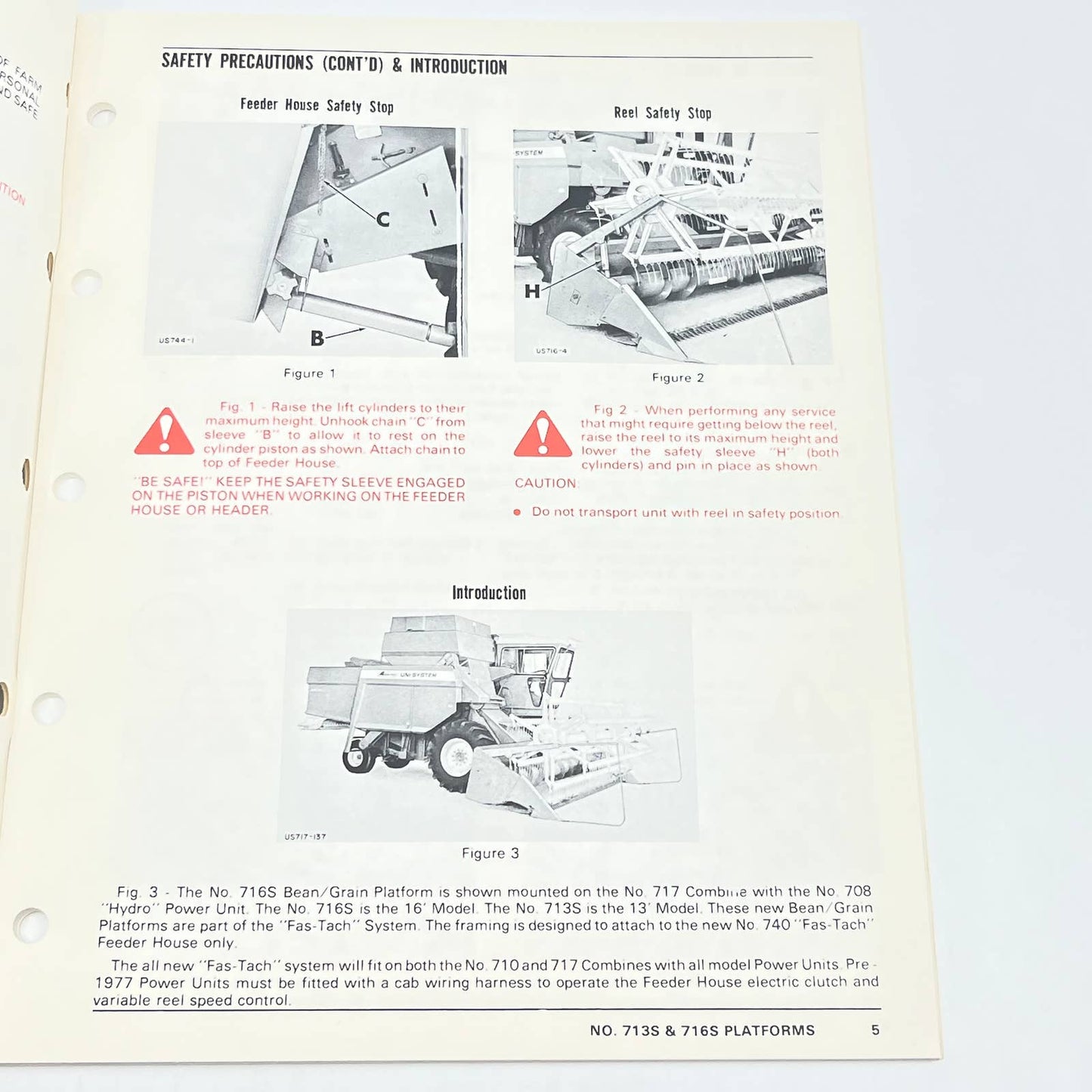 Original 1977 New Idea 713S & 716S UNI-FAS-TECH Bean/Grain Platform Manual TB9