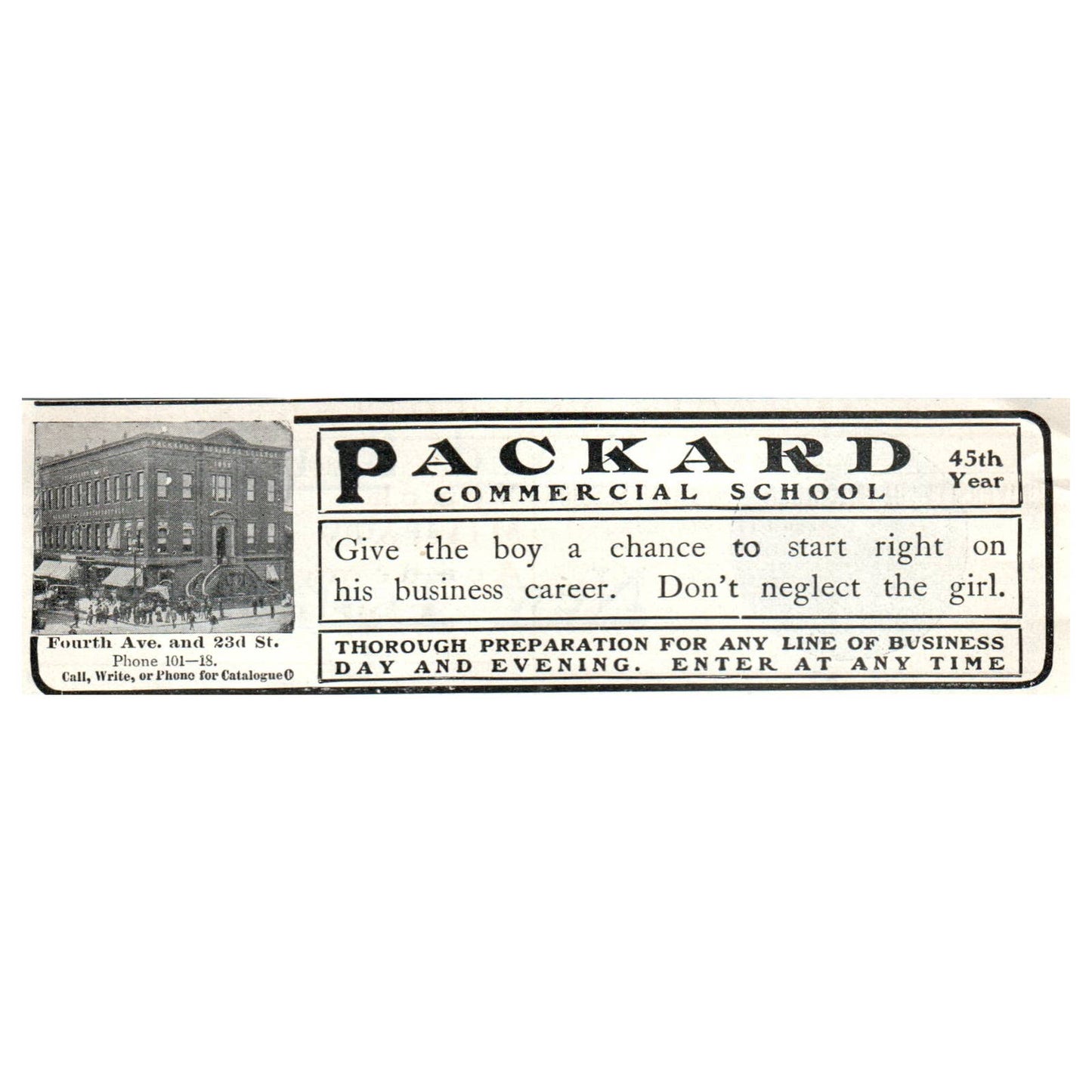 Packard Commercial School 4th & 23rd New York - 1903 Original Ad TJ7-S