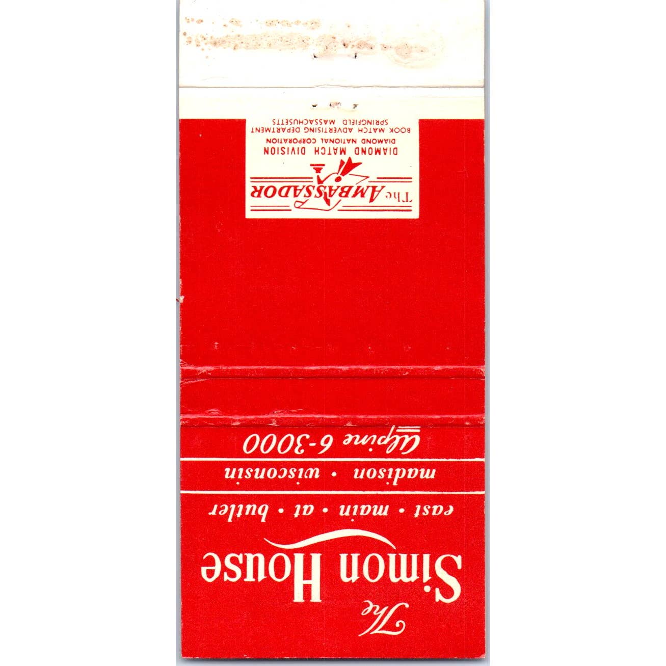 The Simon House Restaurant Madison WI Advertising Matchbook Cover SA1-M11