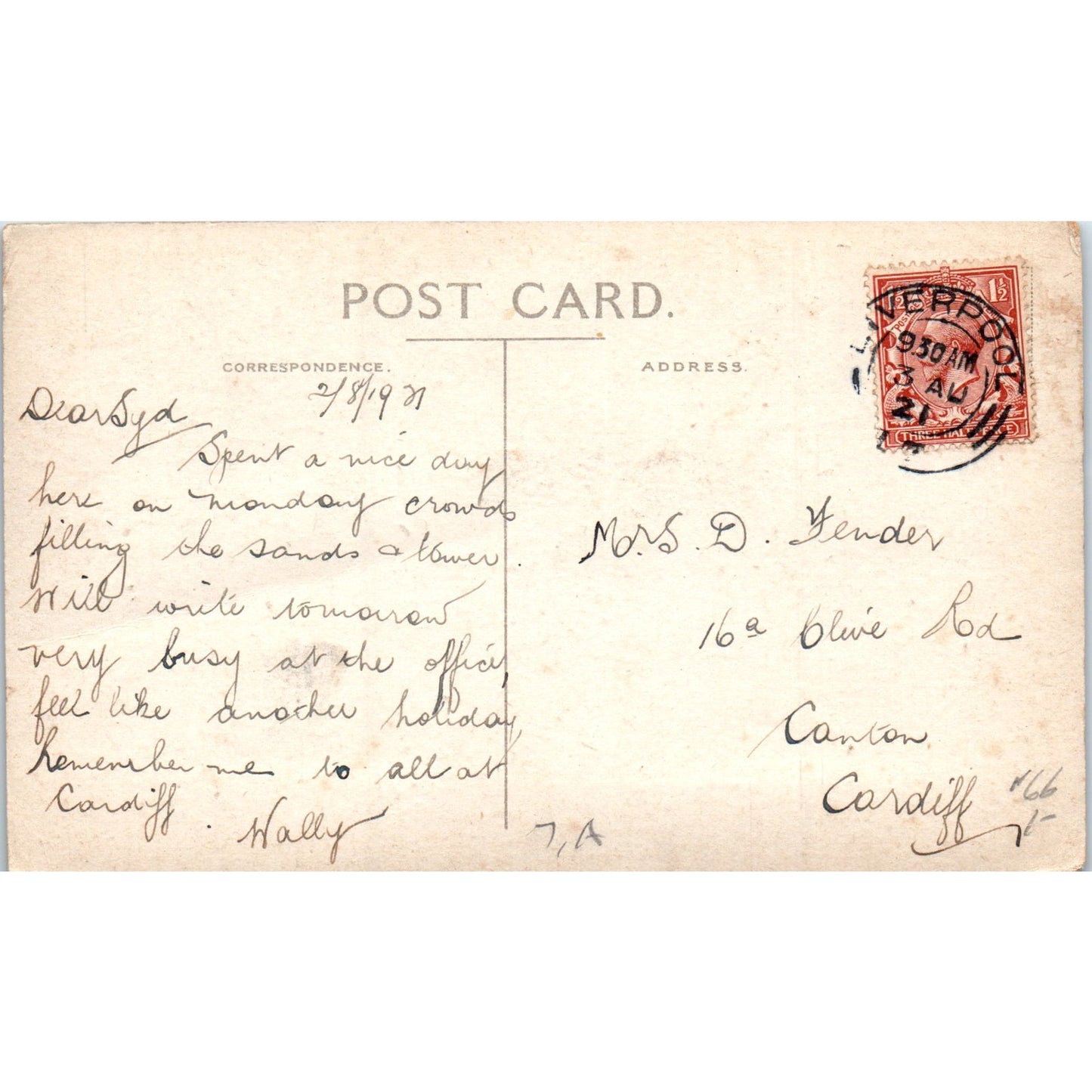 Blackpool from Central Pier 1921 Original Postcard P2-7