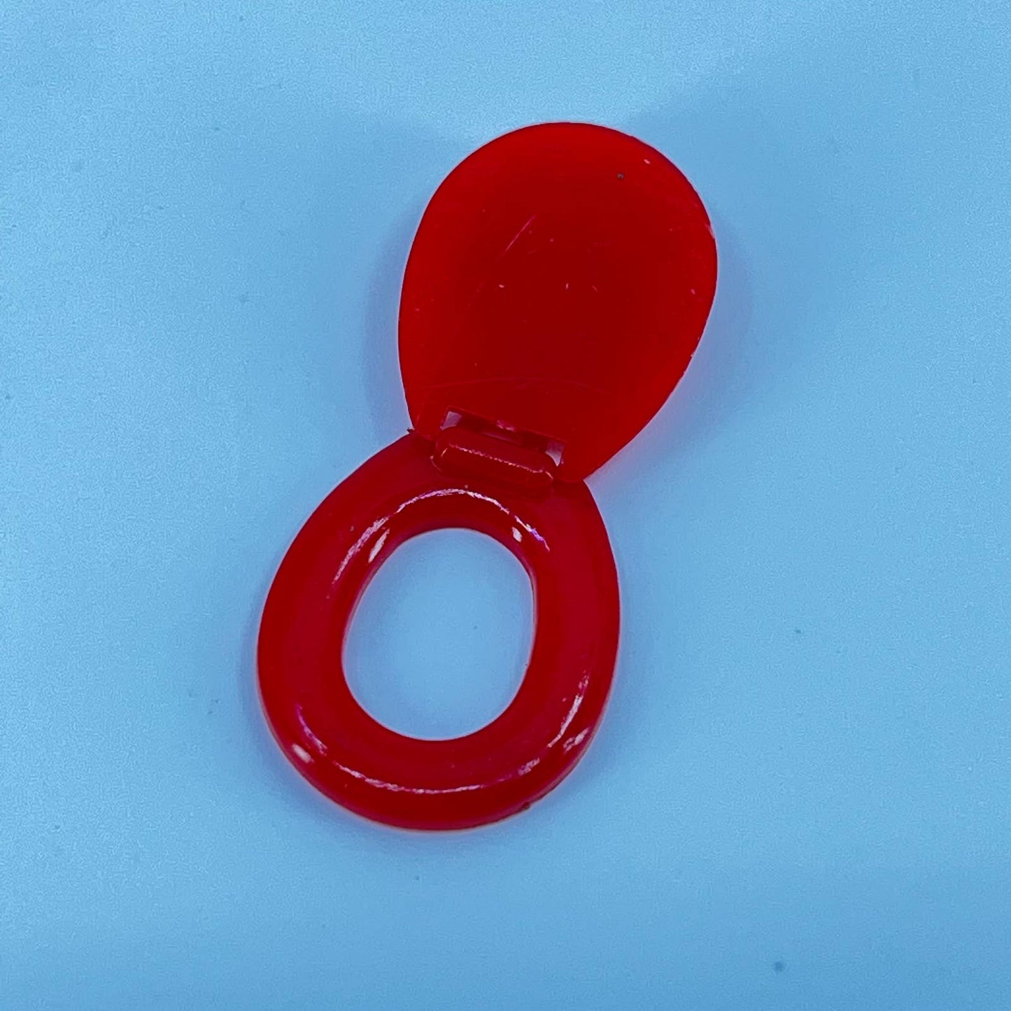 Vintage Cracker Jack Prize Charm Fob Celluloid The Thinker Red Toilet Seat SD1