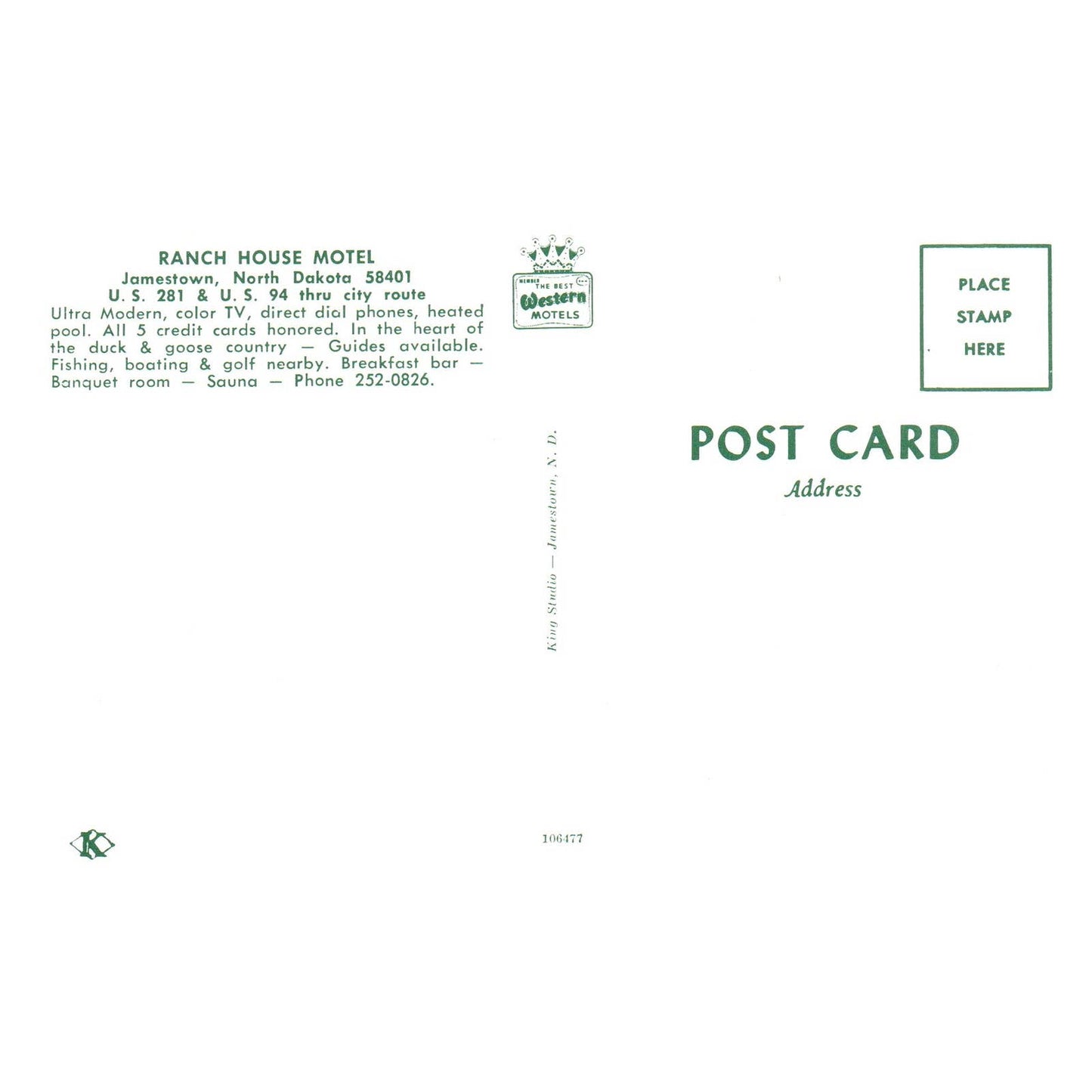 Vintage Postcard - Ranch House Hotel Jamestown North Dakota TJ6-1