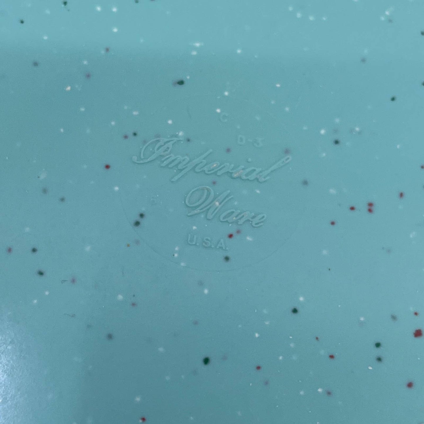 Imperial Ware Speckled Confetti Teal Blue Dinner Plate Set Melmac Malamine TA3