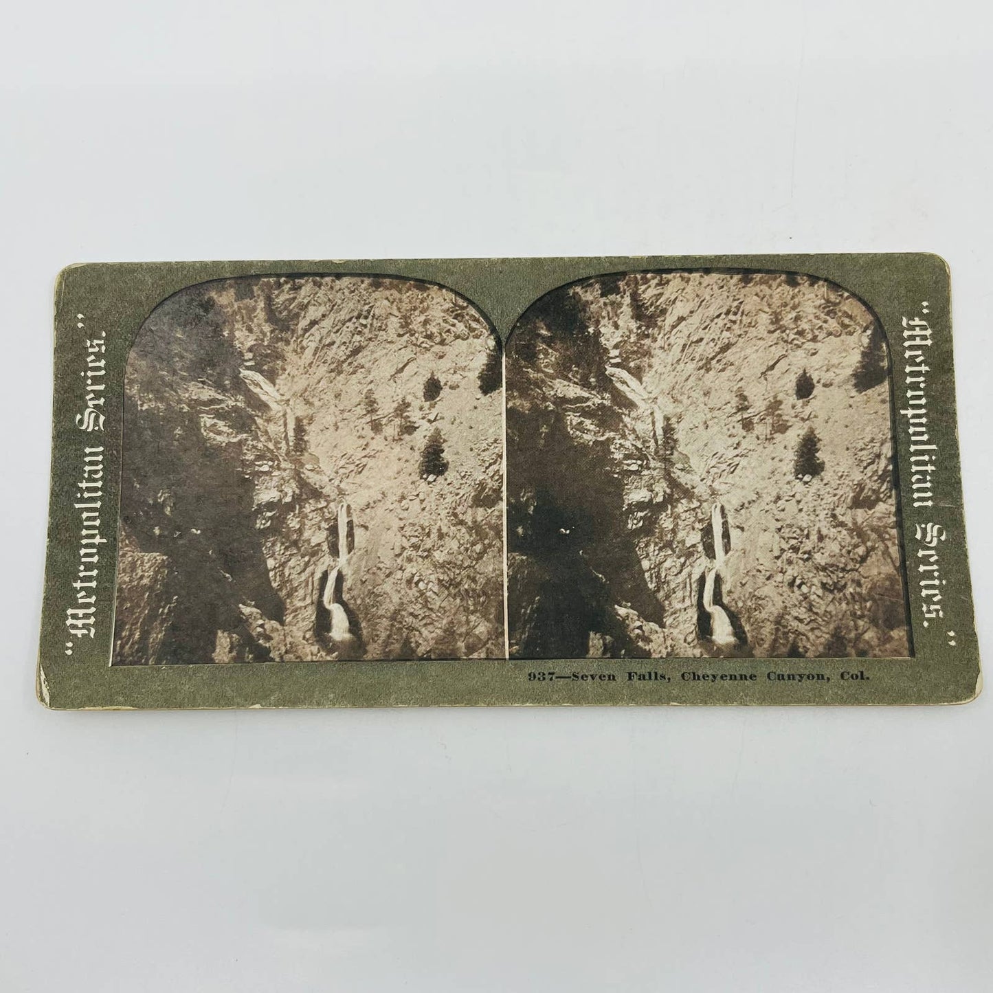 c1900 Stereoview Card Seven Falls Cheyenne Canyon Colorado