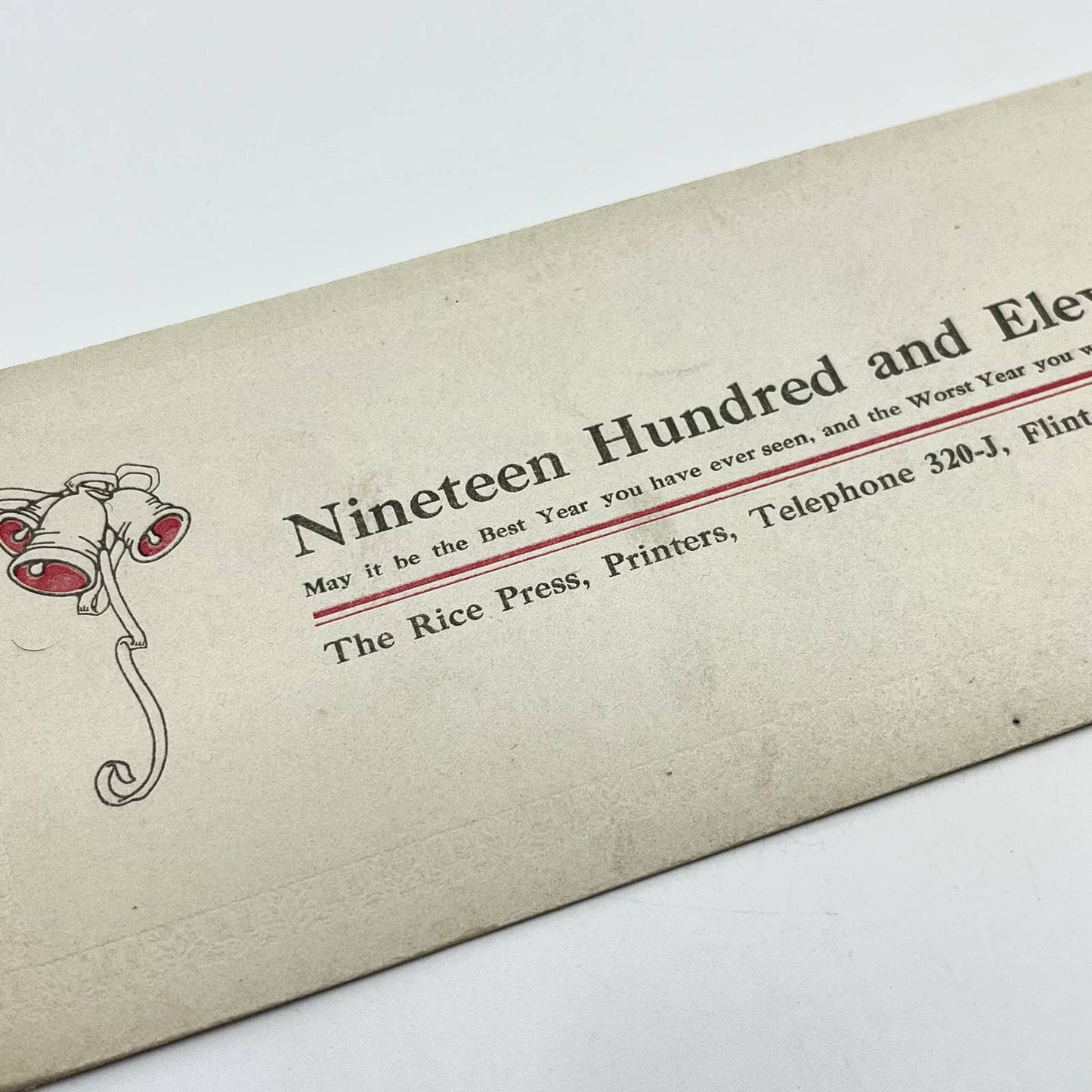 1910s Blotter Card The Rice Press Happy New Year 1911 Embossed Flint MI SC8