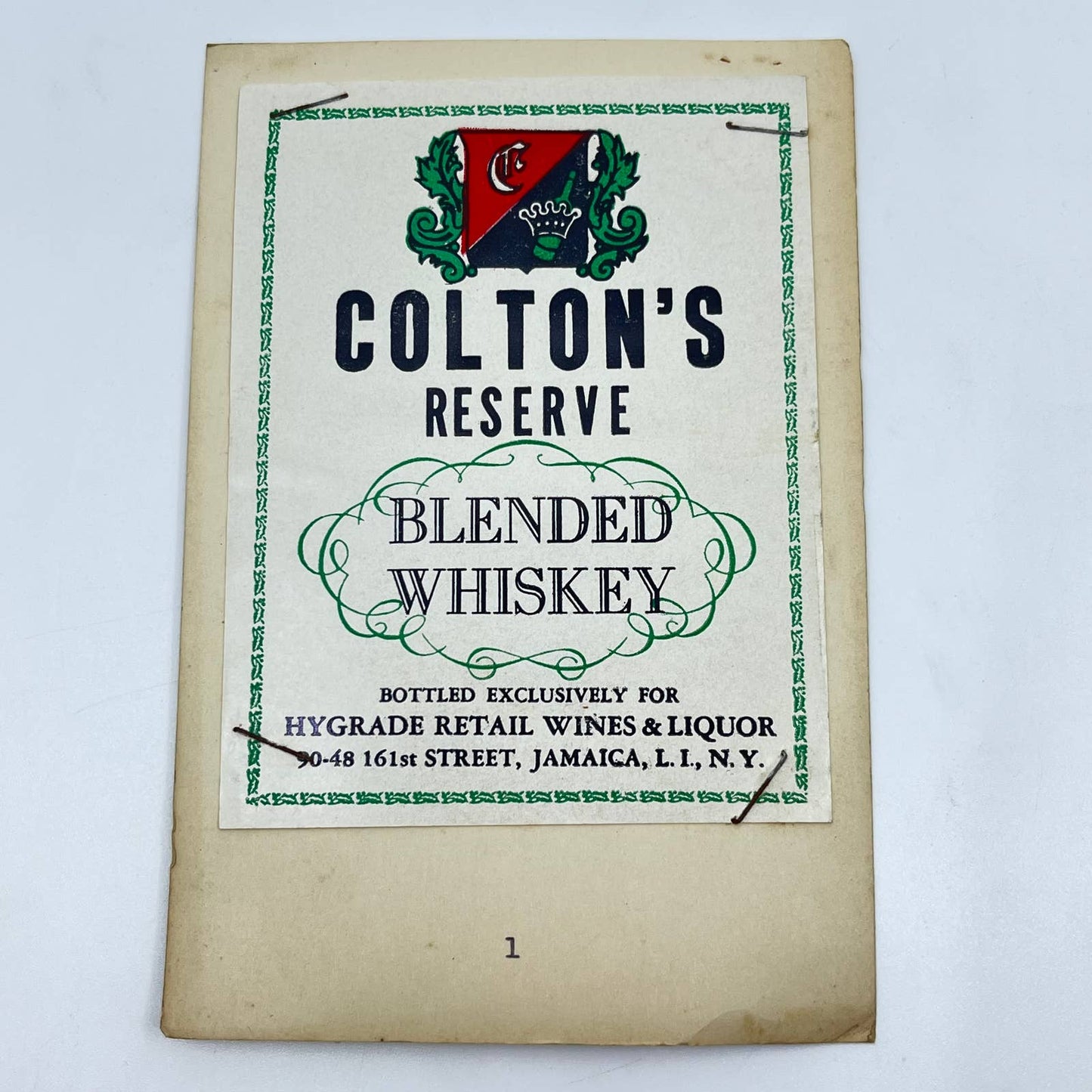 Colton’s Reserve Whiskey Label Hygrade Retail Wine & Liquor Jamaica LI NY