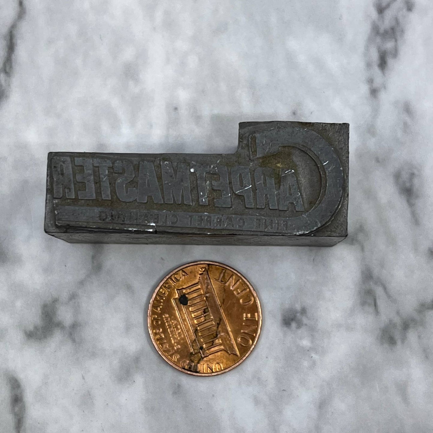 Vintage Letterpress Printers Block Plate Carpetmaster Fine Carpet Cleaning TJ518