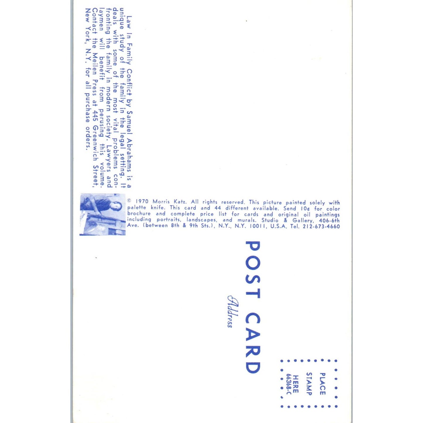 Law in Family Conflict by Samuel Abrahams- Original Postcard TJ9-P1