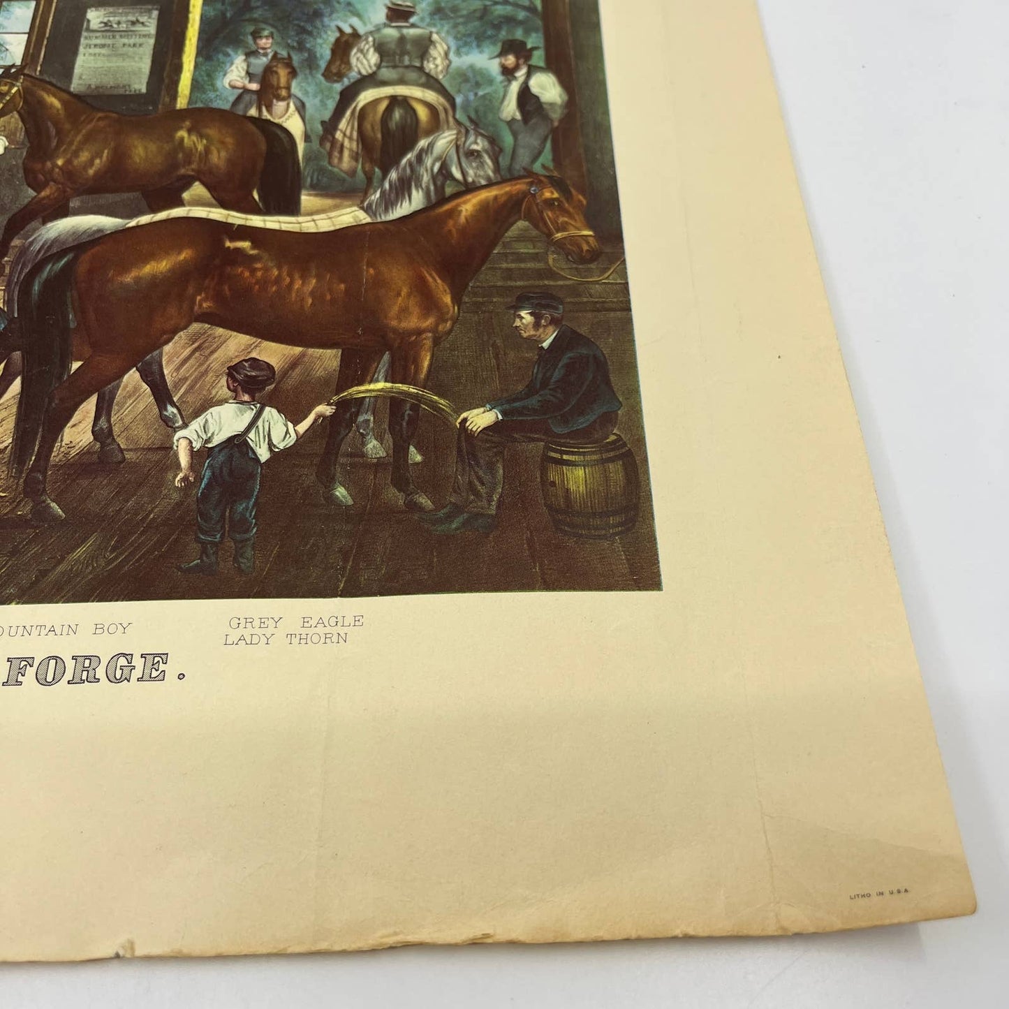 CURRIER & IVES Art Print Trotting Cracks At Home mid 1800s Farrier Shoer FL5