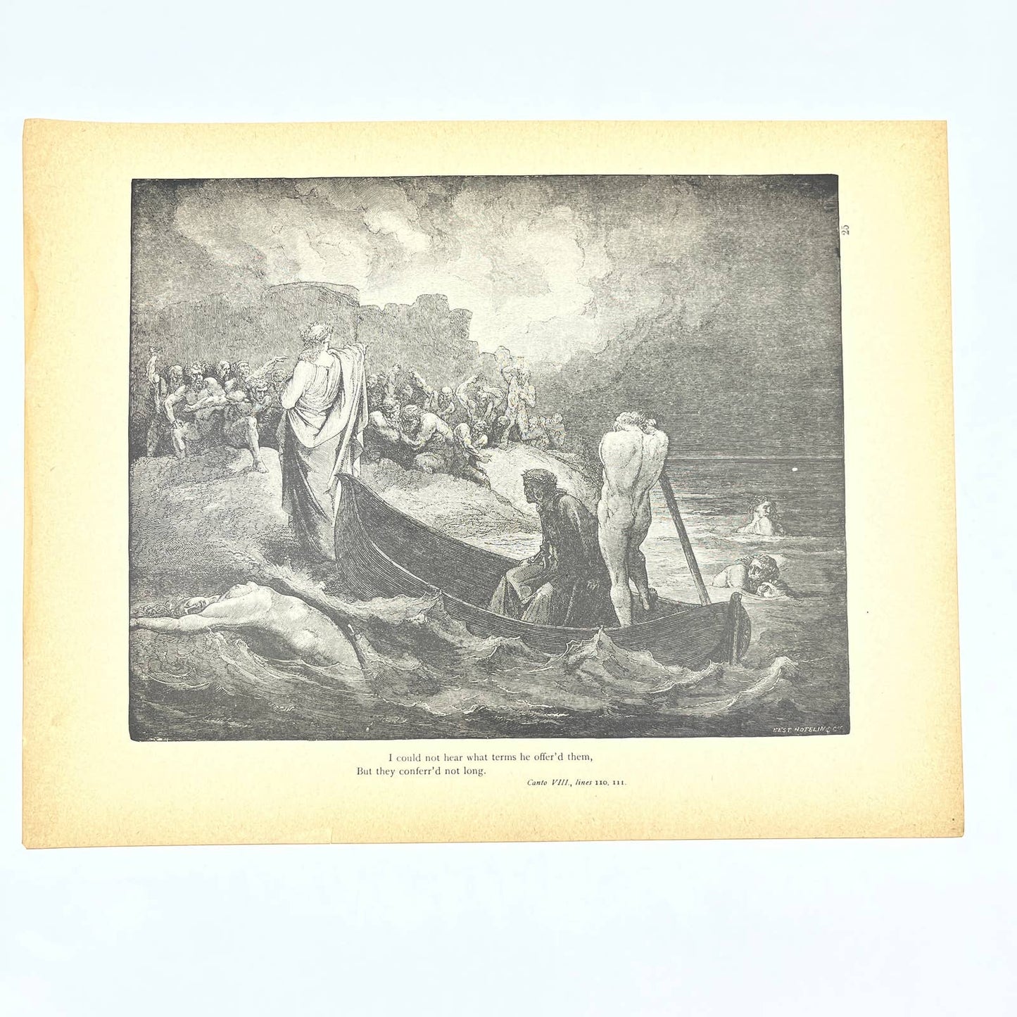 Original 1880s Gustave Dore Engraving Divine Comedy they conferr'd not long FL4