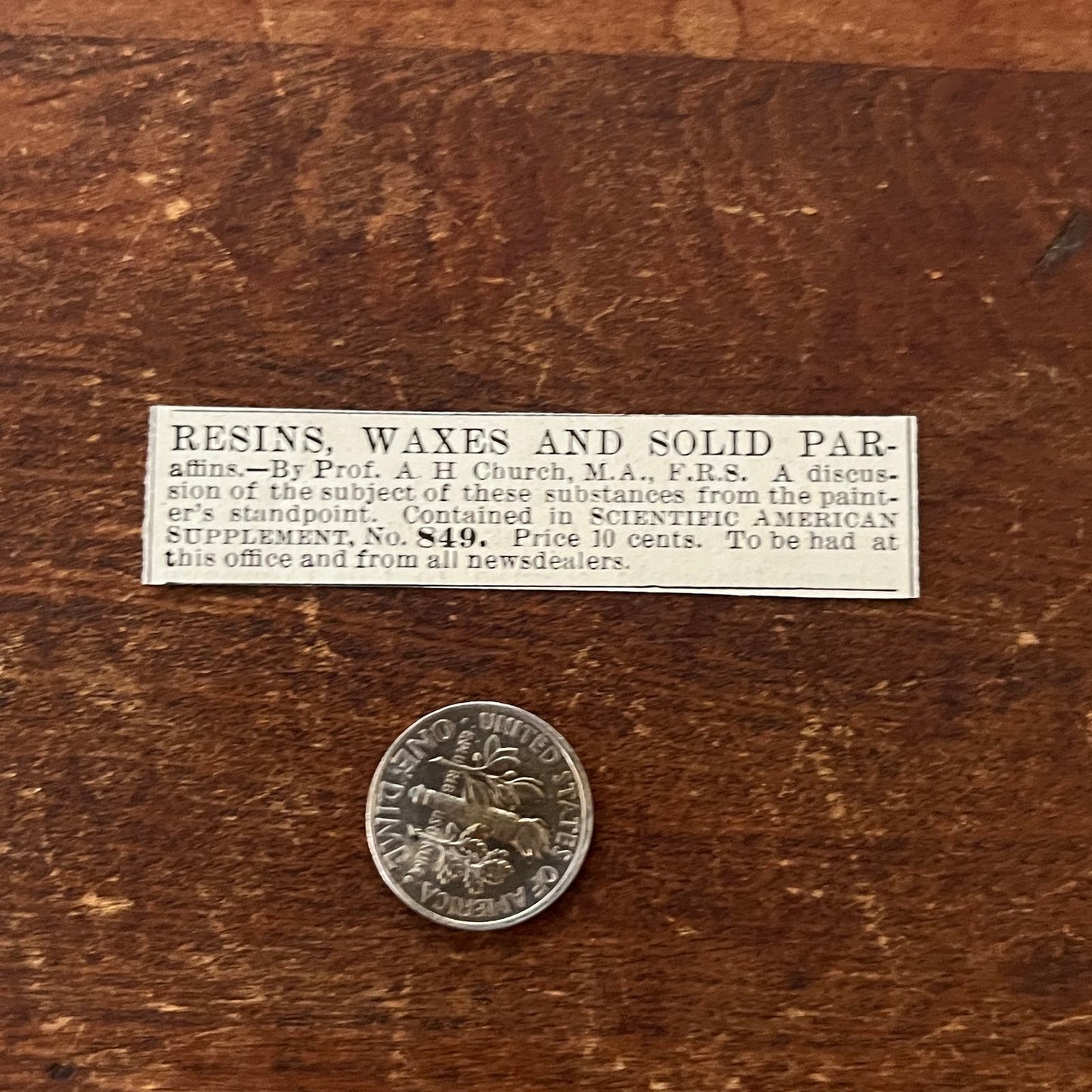 Resins Waxes Paraffins A. H. Church MA Original Advertisement AD8-P28