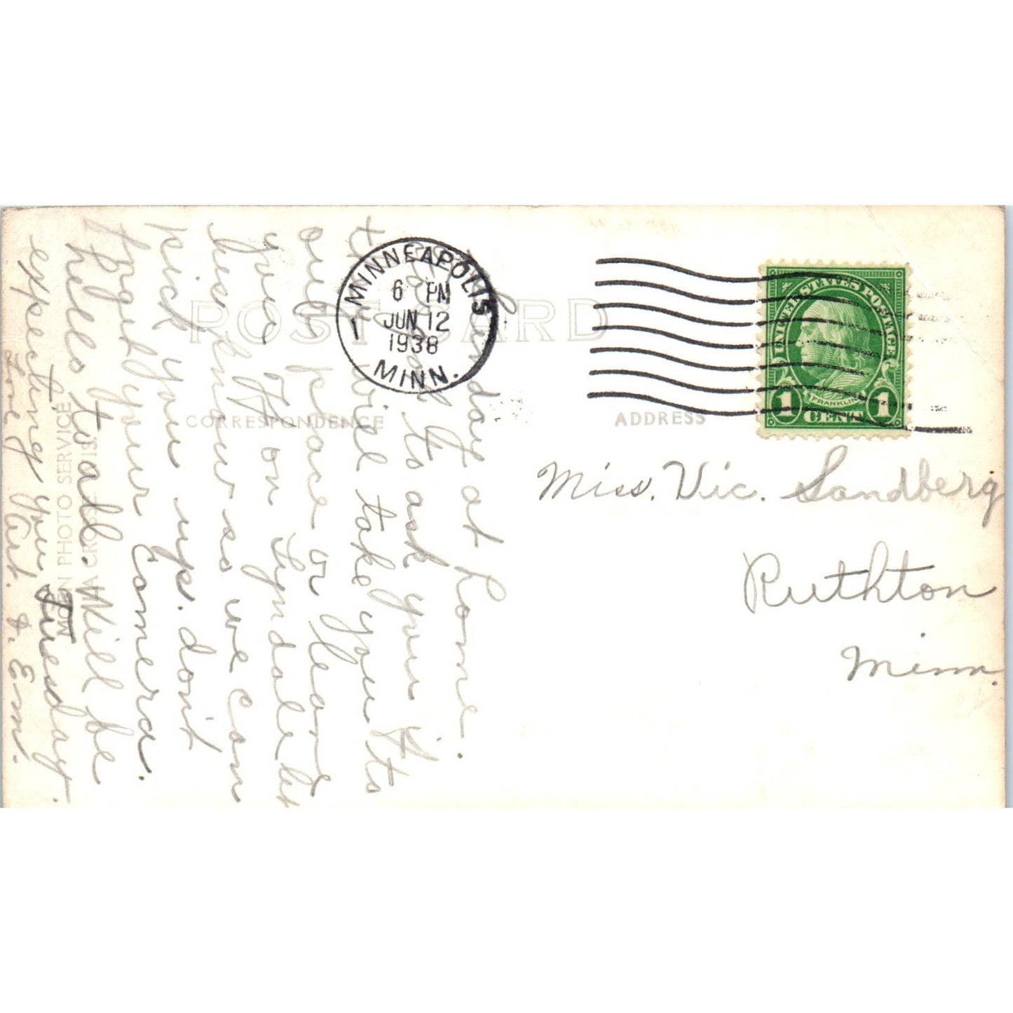 Lutheran Church Prescott Wisconsin 1936 RPPC Original Postcard TJ9-P3