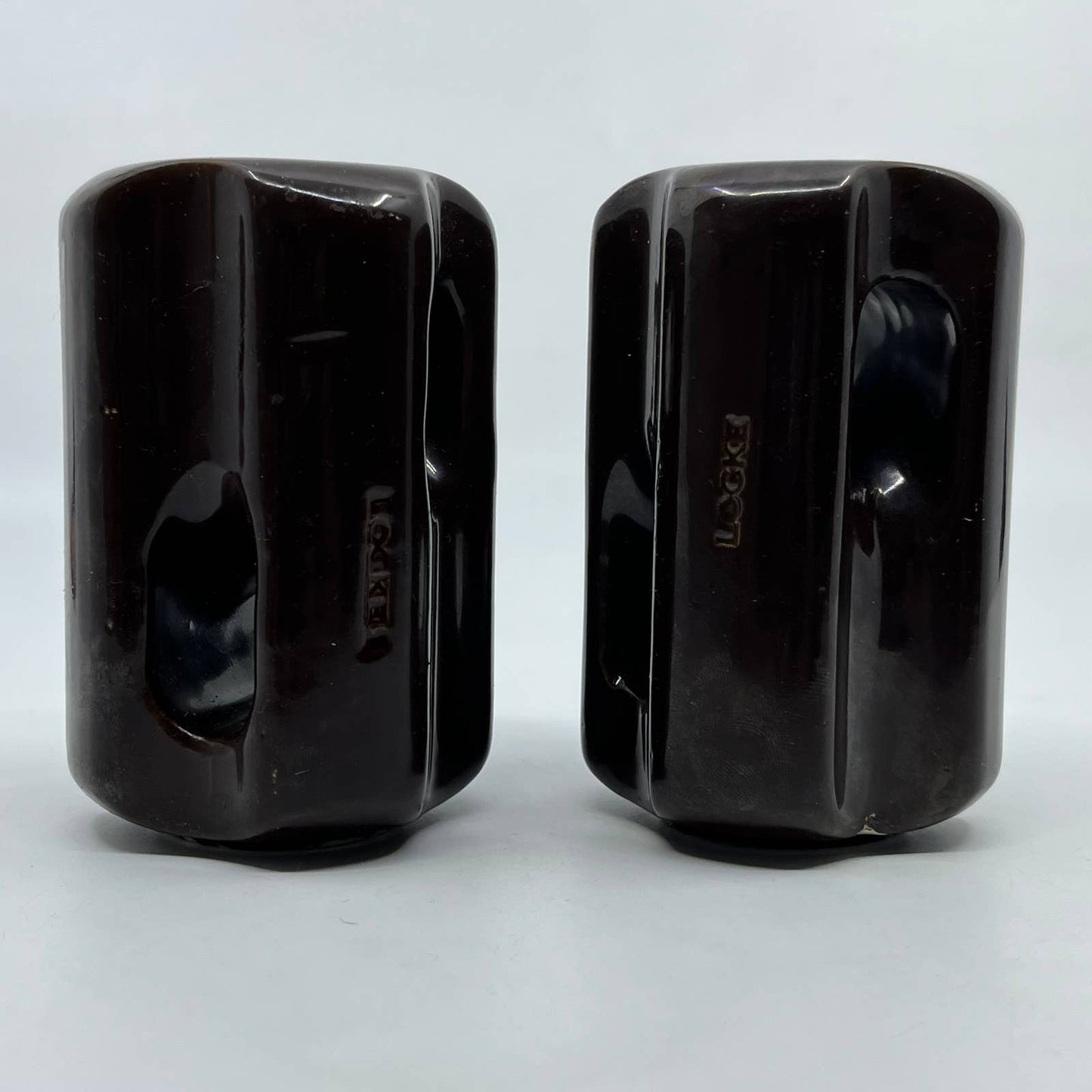 VTG Industrial Brown Ceramic Electric Insulator Telephone Pole Set of 2 TC2